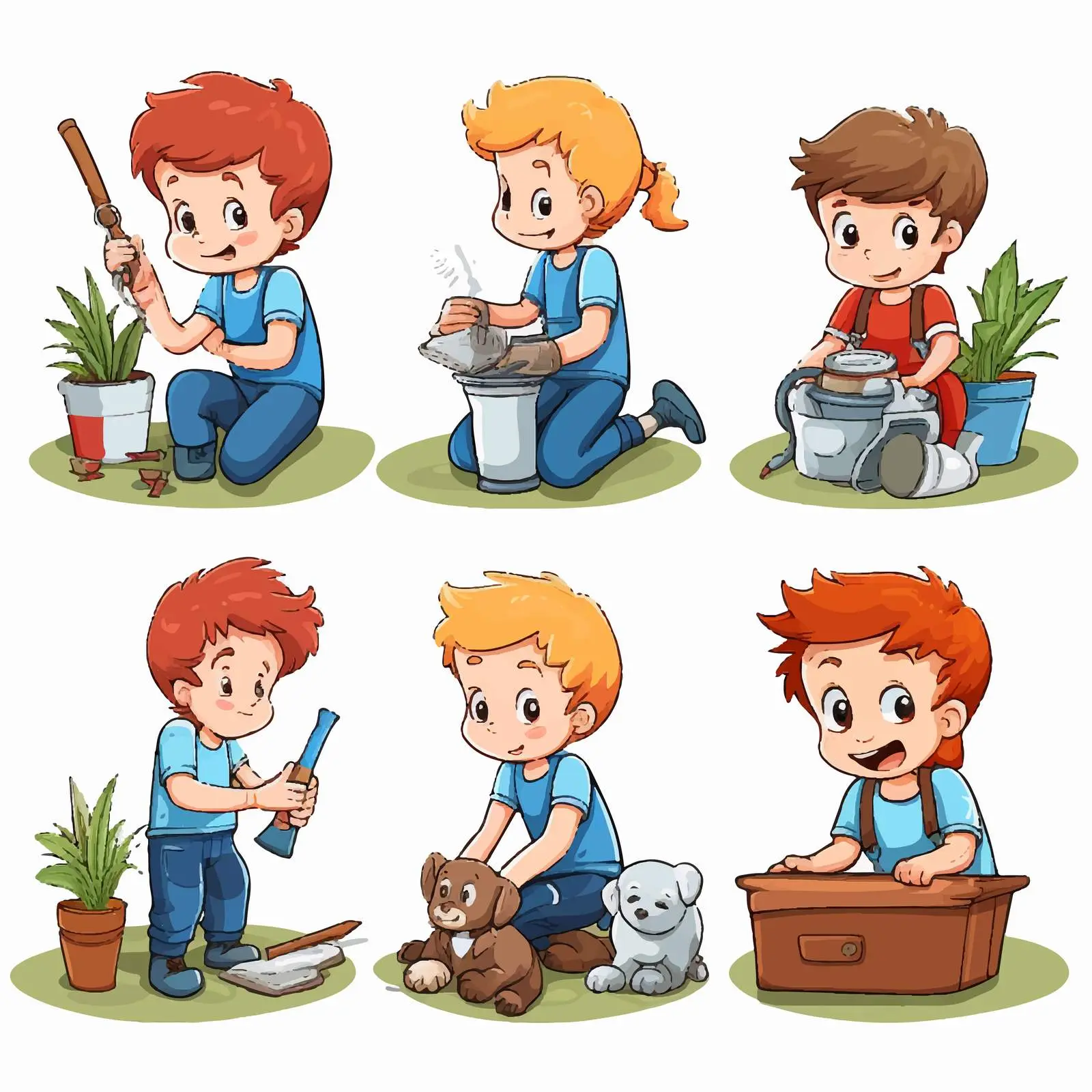 Six Activities Illustration on White Background — free download from Dotvec