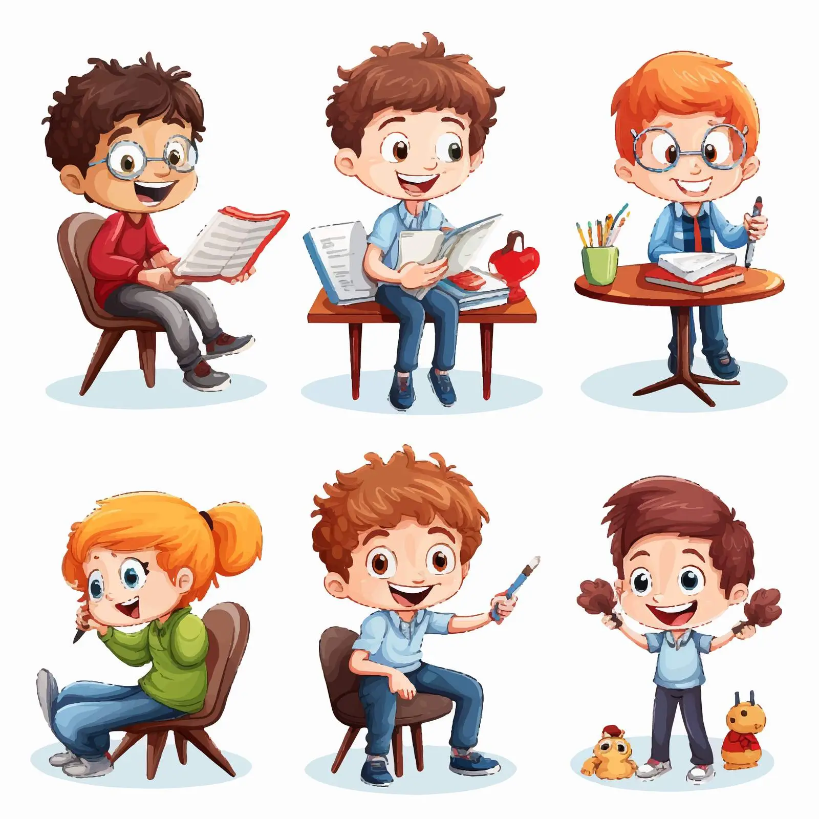 Six Activities Vector Illustration on White Background — free download from Dotvec