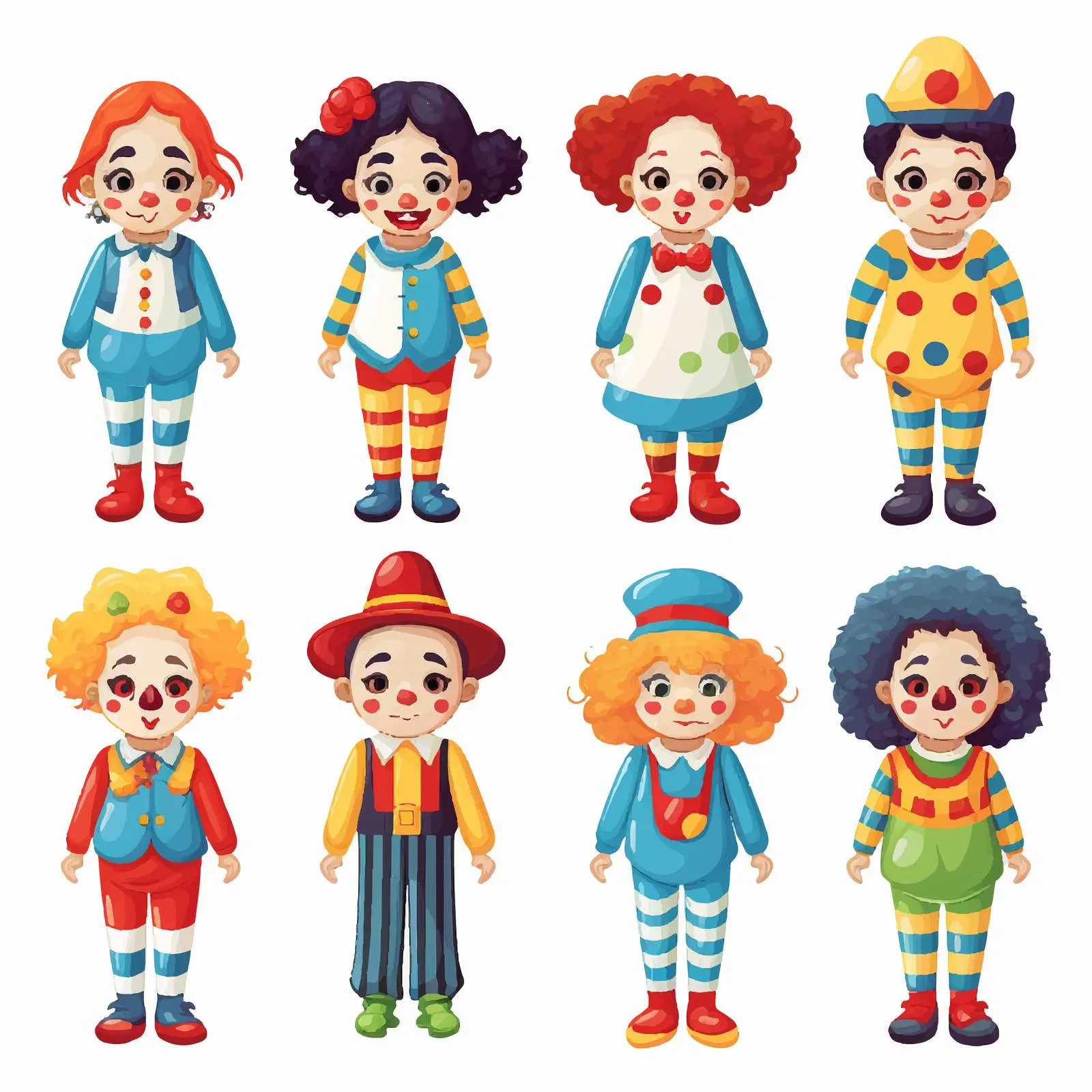 Six Unique Clown Costumes Illustration — free download from Dotvec