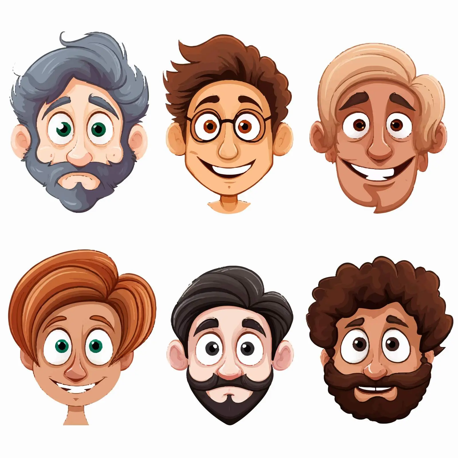 Six Unique Faces Illustration on White Background — free download from Dotvec