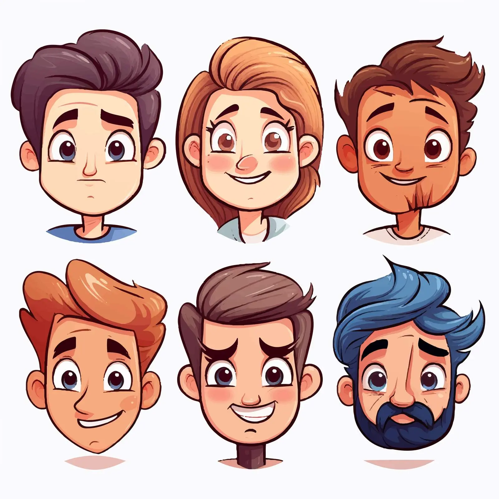 Six Diverse Faces Illustration on White Background — free download from Dotvec