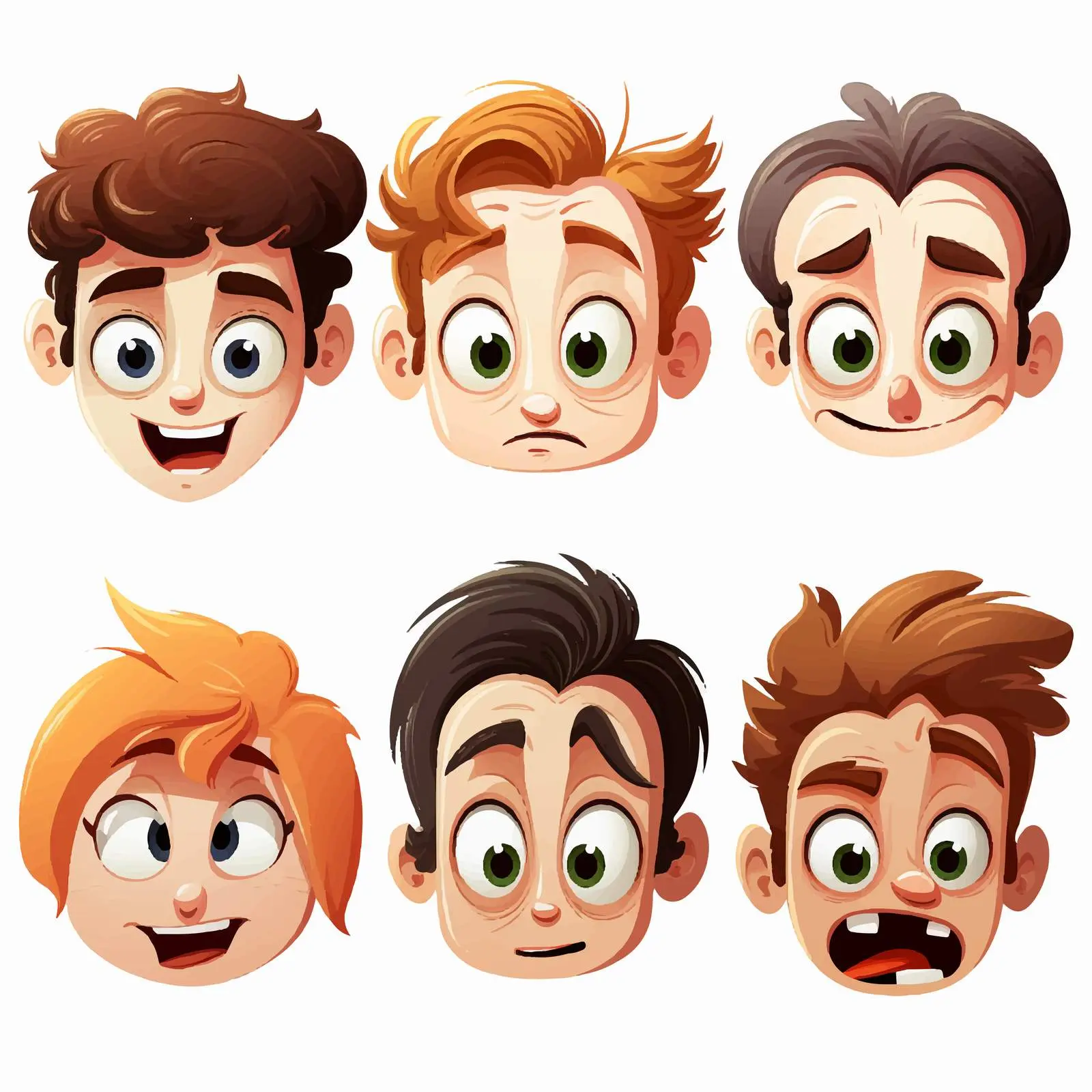 Six Distinct Faces Illustration on White Background — free download from Dotvec