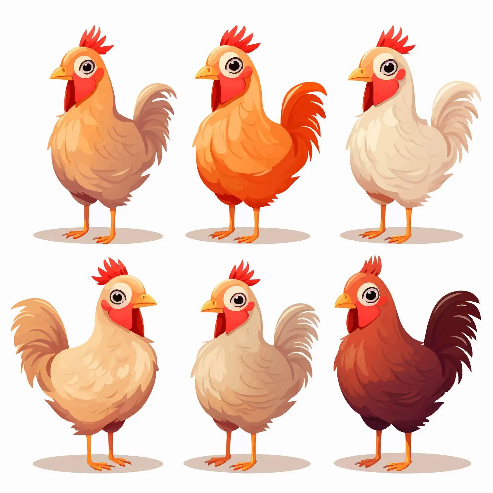 Six Egg-Laying Hens Illustration on White Background — free download from Dotvec
