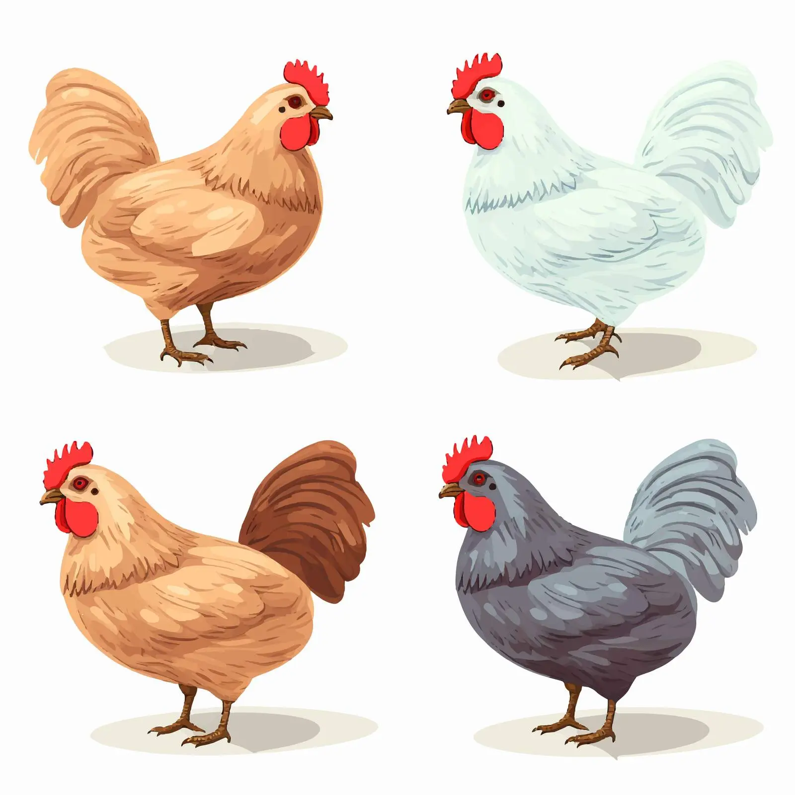 Six Egg-Laying Hens Illustration on White Background — free download from Dotvec