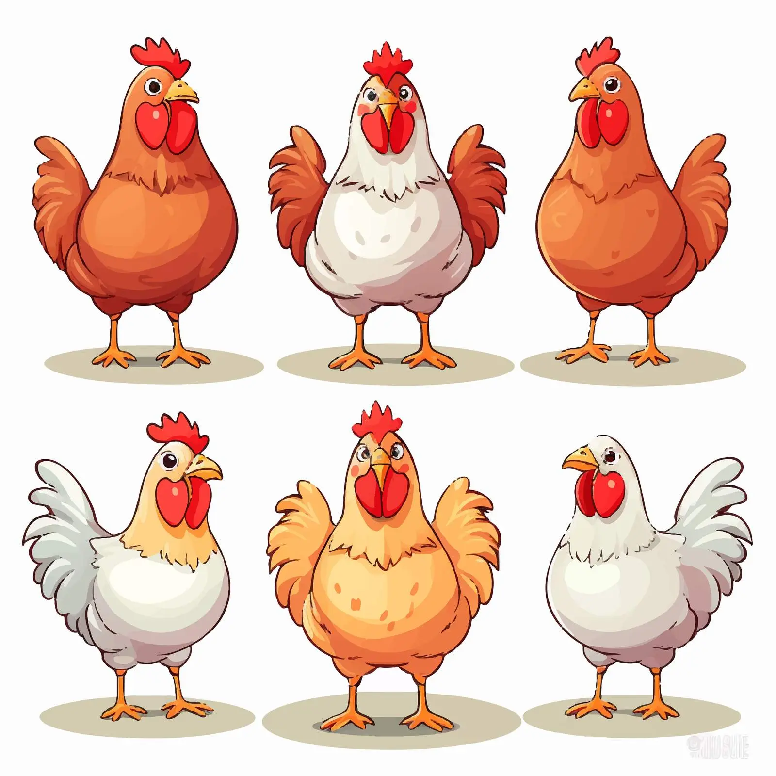 Six Egg-Laying Hens Illustration on White Background – free chicken illustration image from Dotvec