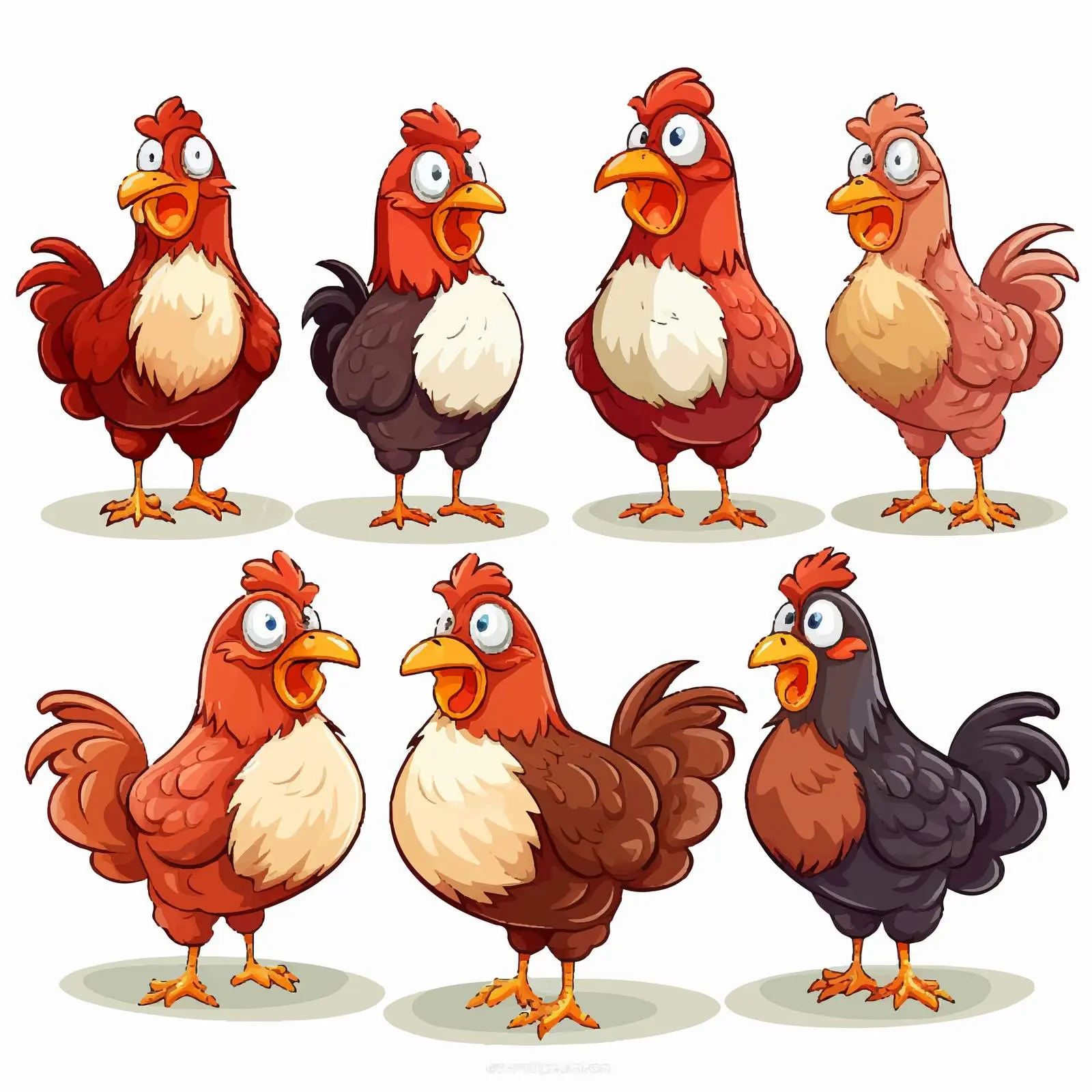 Six Hens Illustration on White Background — free download from Dotvec
