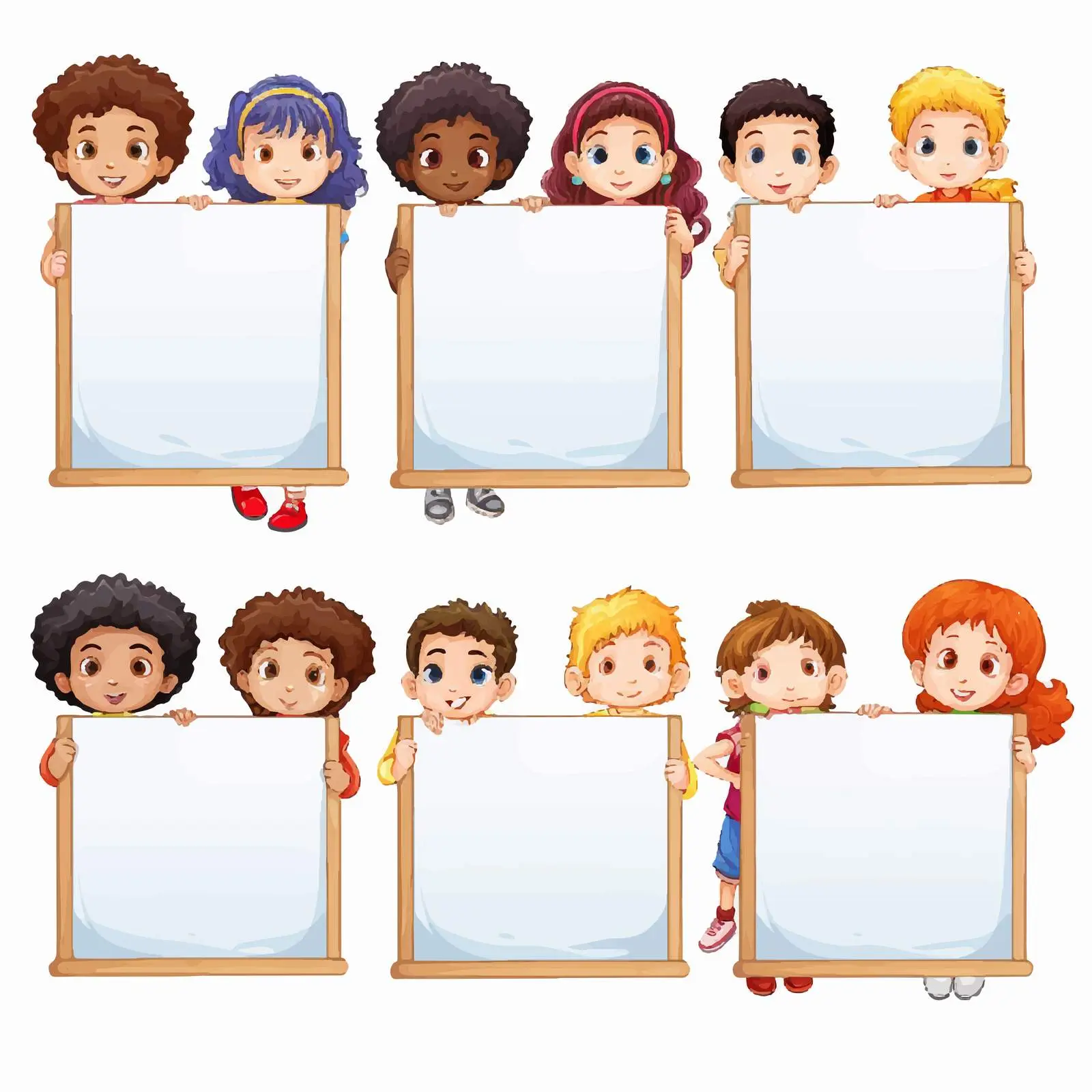 Kids with Empty Signages Vector Illustration — free download from Dotvec
