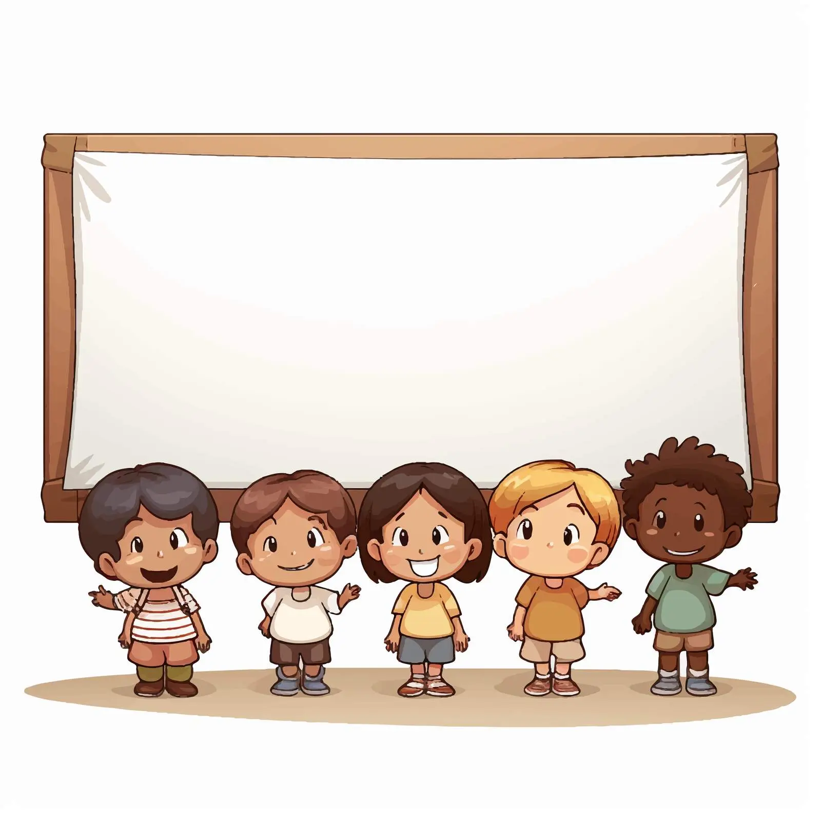 Six Kids with Blank Signages Illustration — free download from Dotvec