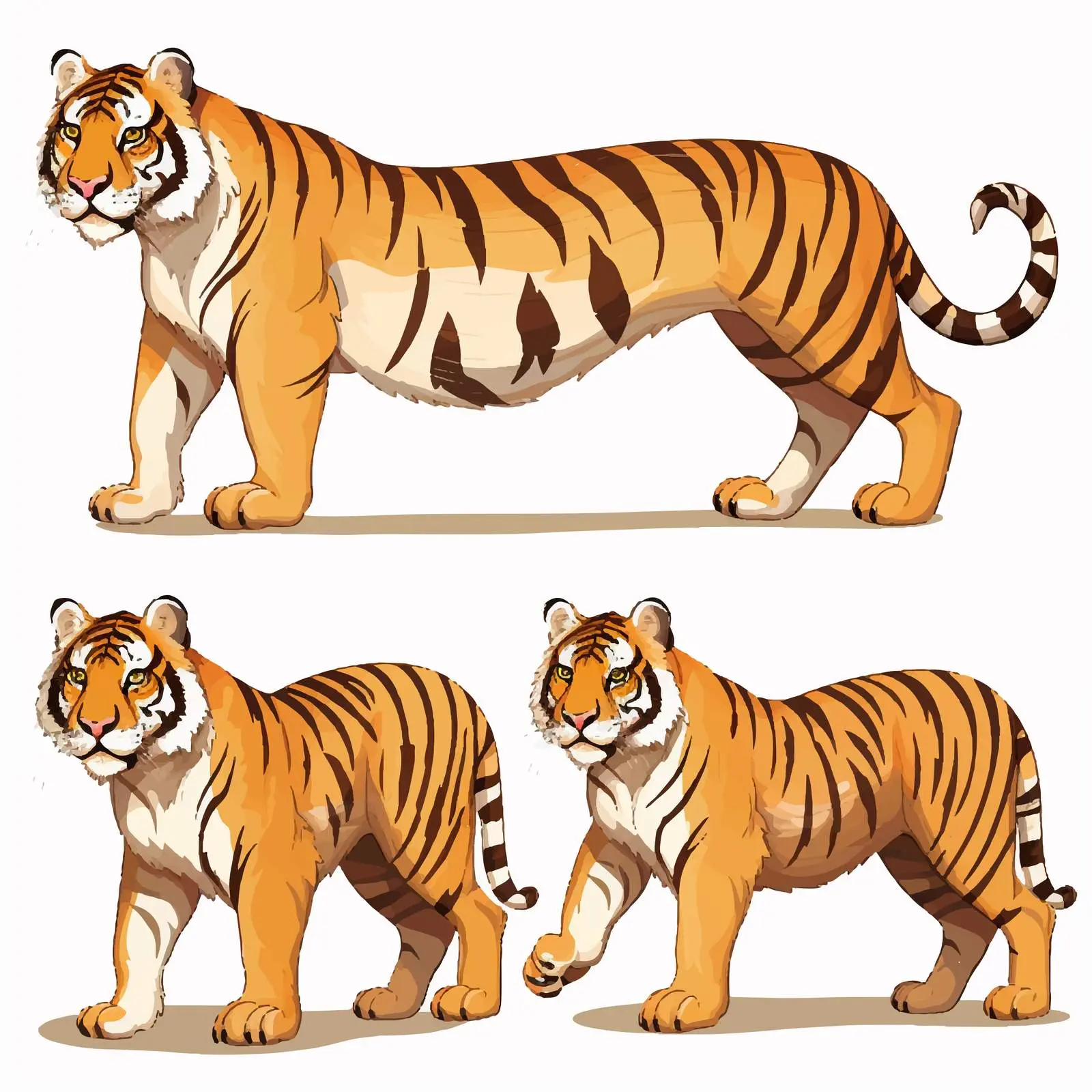 Six Positions of a Tiger Illustration — free download from Dotvec