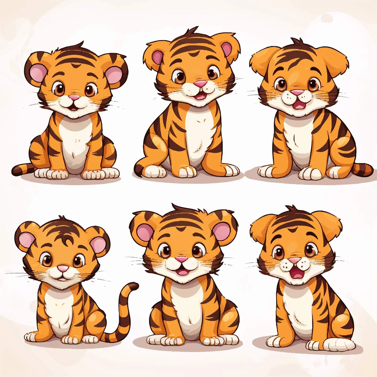 Six Tiger Positions Vector Illustration — free download from Dotvec