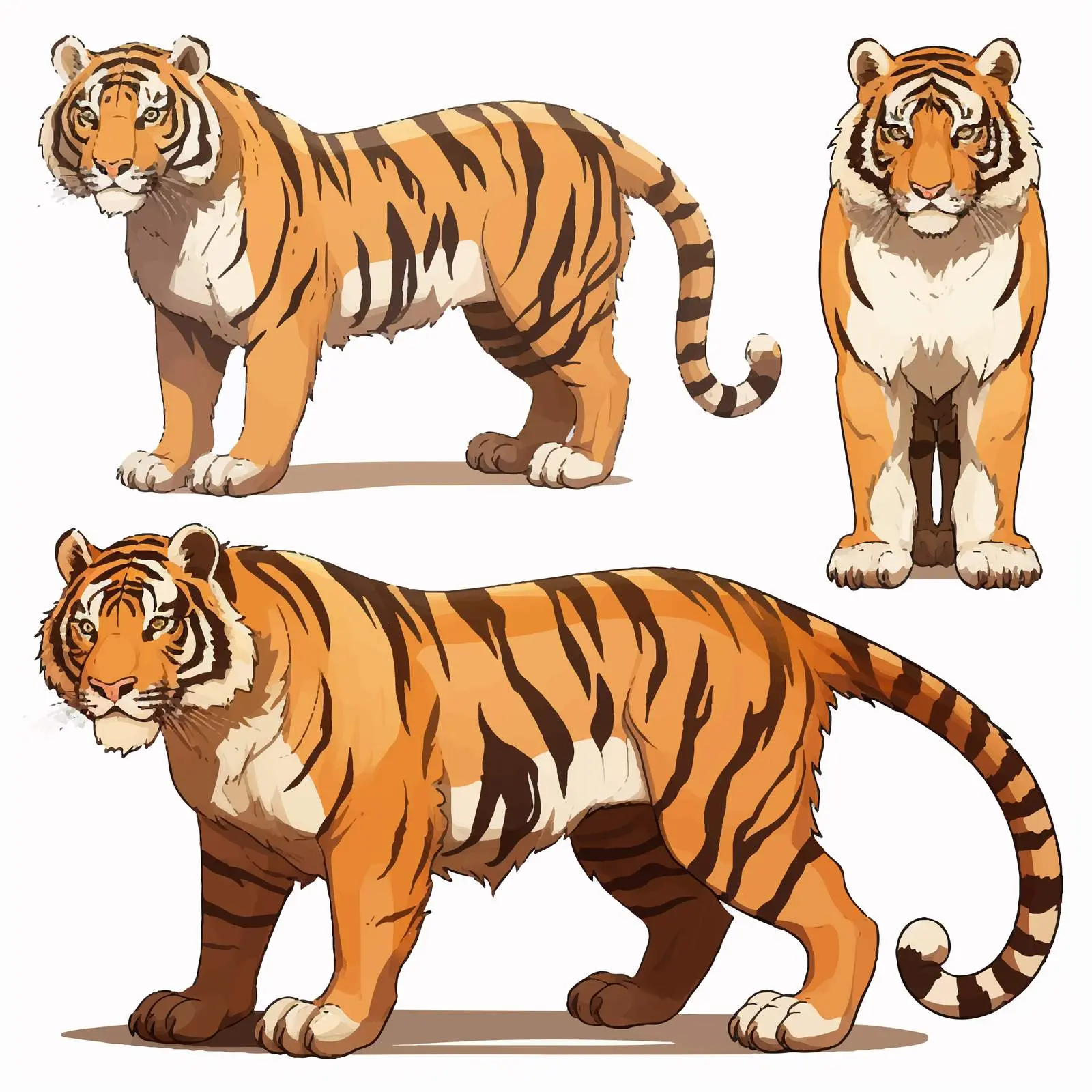 Tiger Positions Illustration on White Background — free download from Dotvec