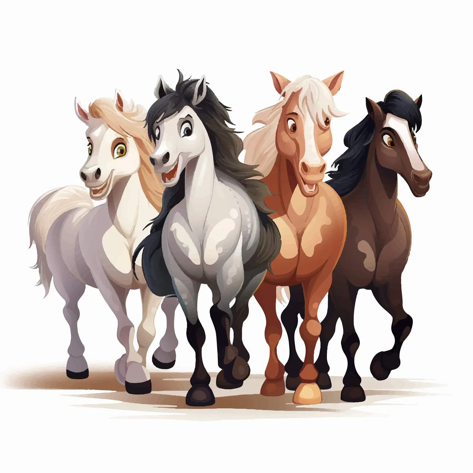 Six Smiling Horses on White Background — free download from Dotvec