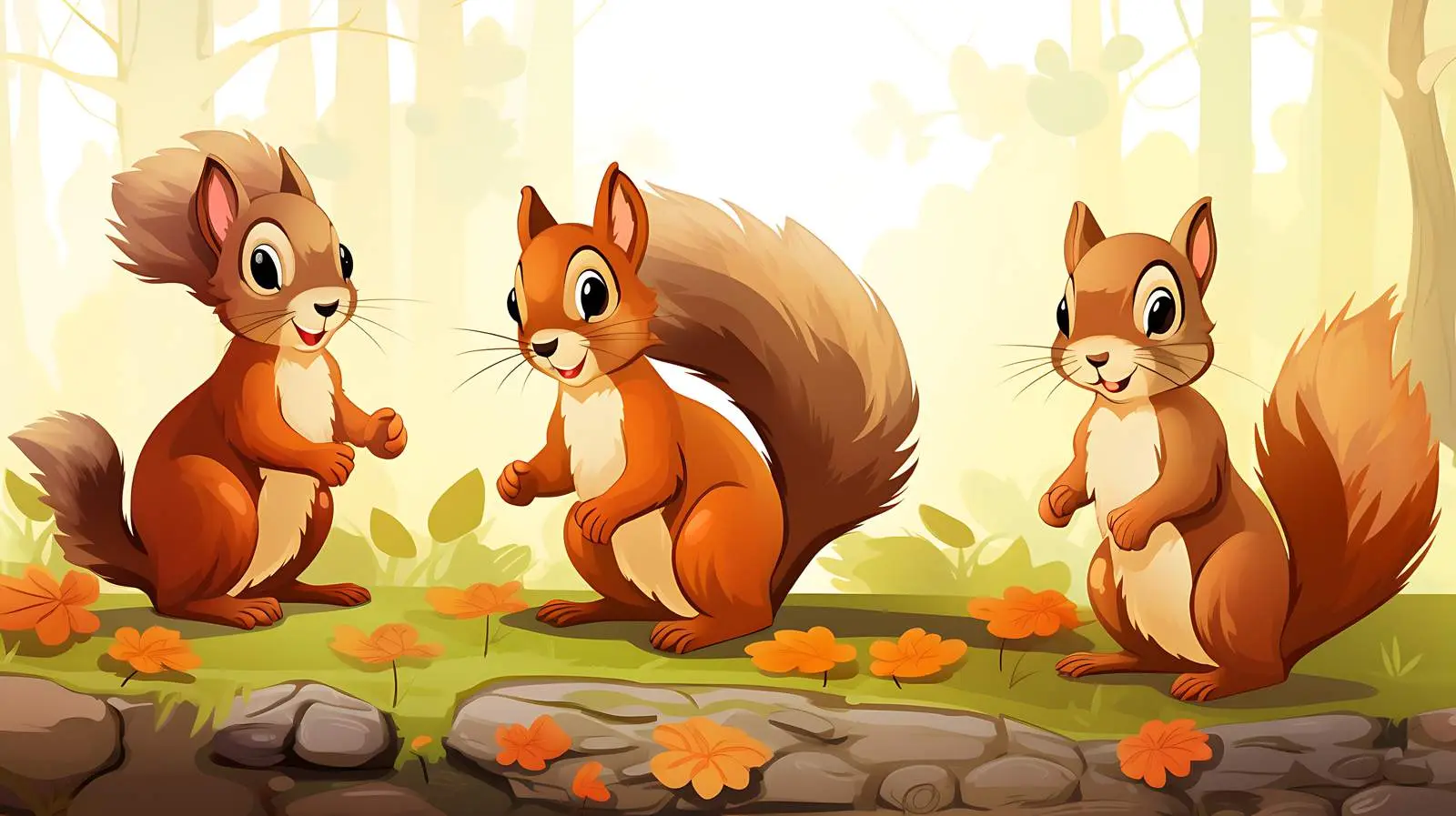 Squirrel Family in Forest — free download from Dotvec