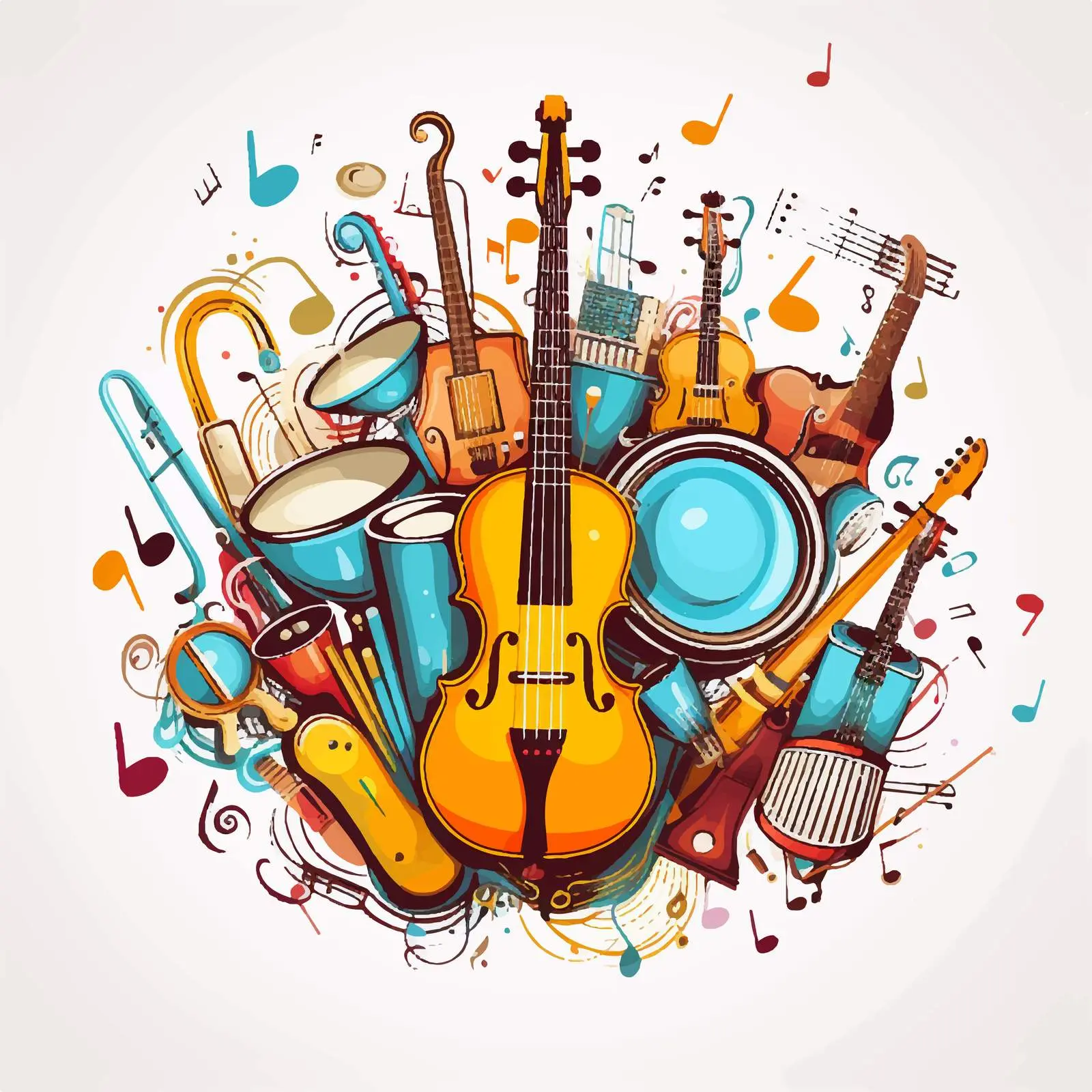 Music Symbols Illustration on White Background — free download from Dotvec