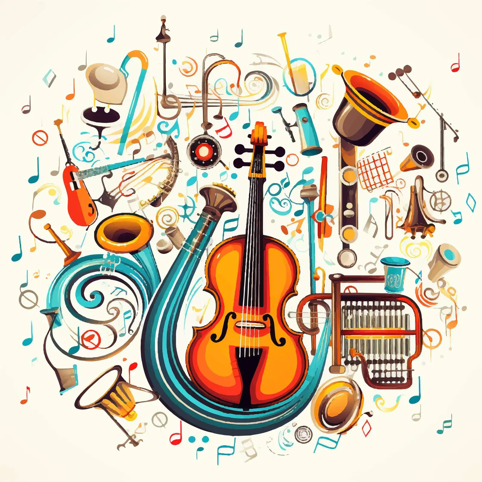 Musical Symbols Illustration on White Background — free download from Dotvec