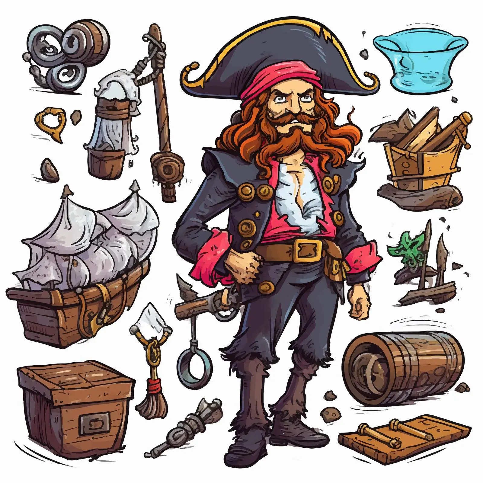 Pirate Themed Illustration Vector Art — free download from Dotvec