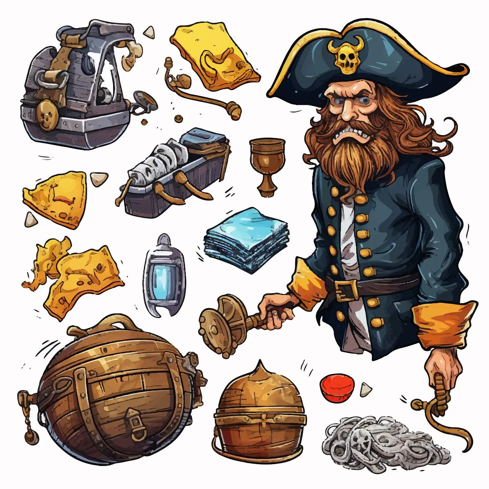 Pirate-Themed Vector Illustration on White Background — free download from Dotvec