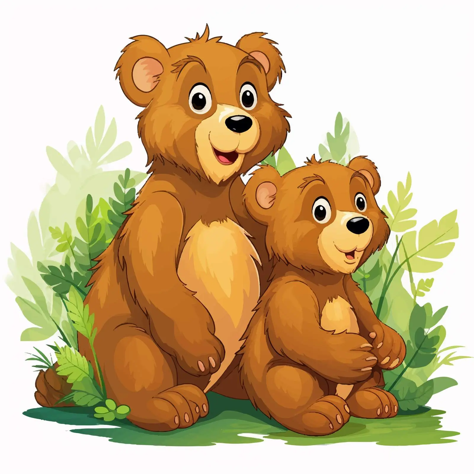 Three Big Bears in a Rainforest Illustration — free download from Dotvec