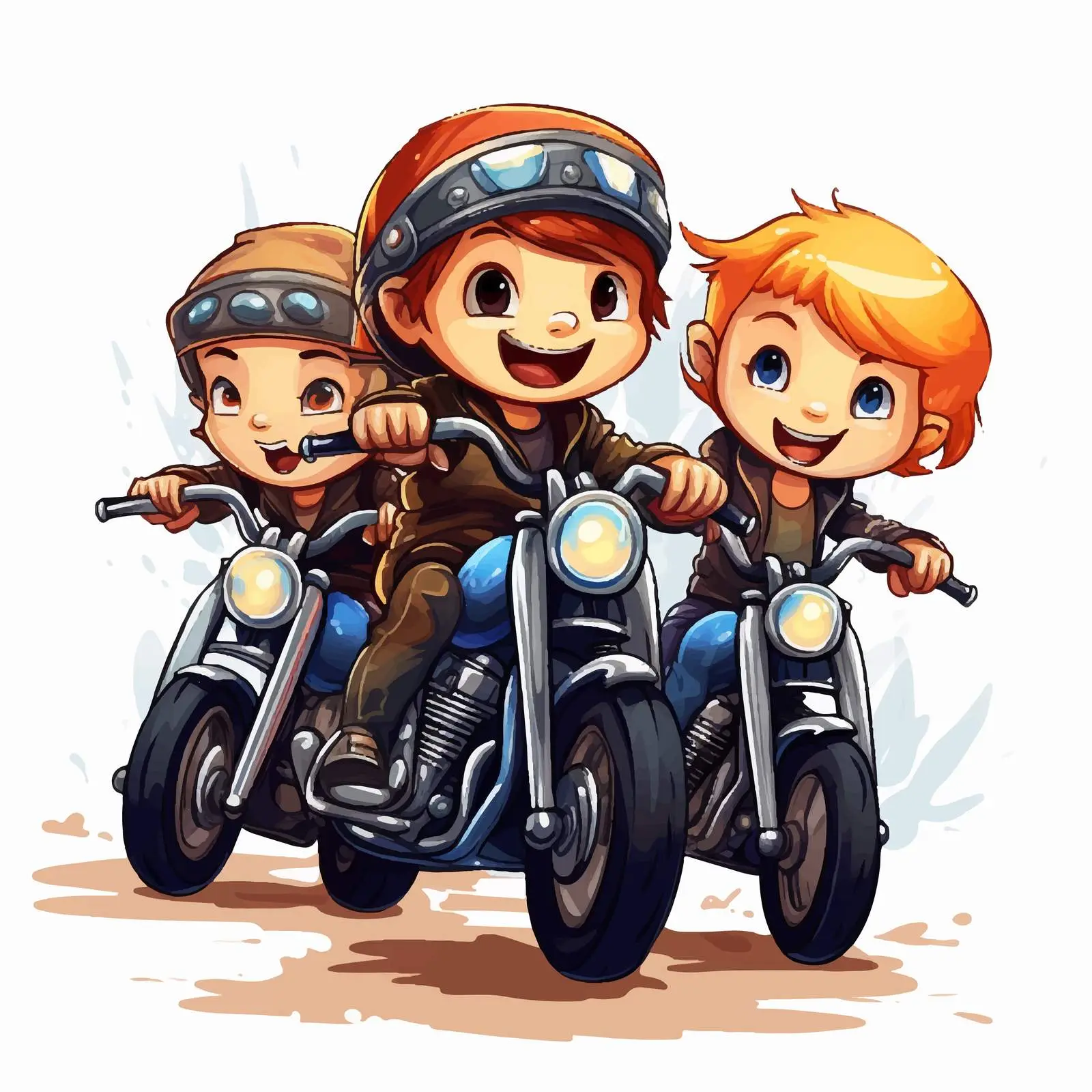 Three Cute Bikers Riding Along the Road — free download from Dotvec