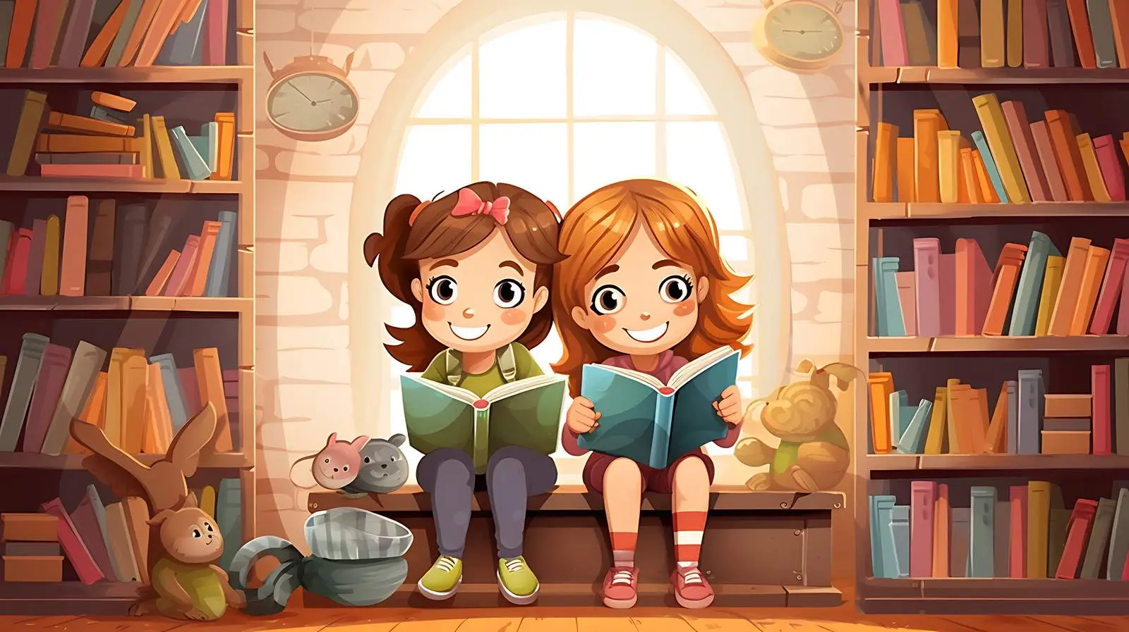 Enchanting Reading Duo Illustration — free download from Dotvec