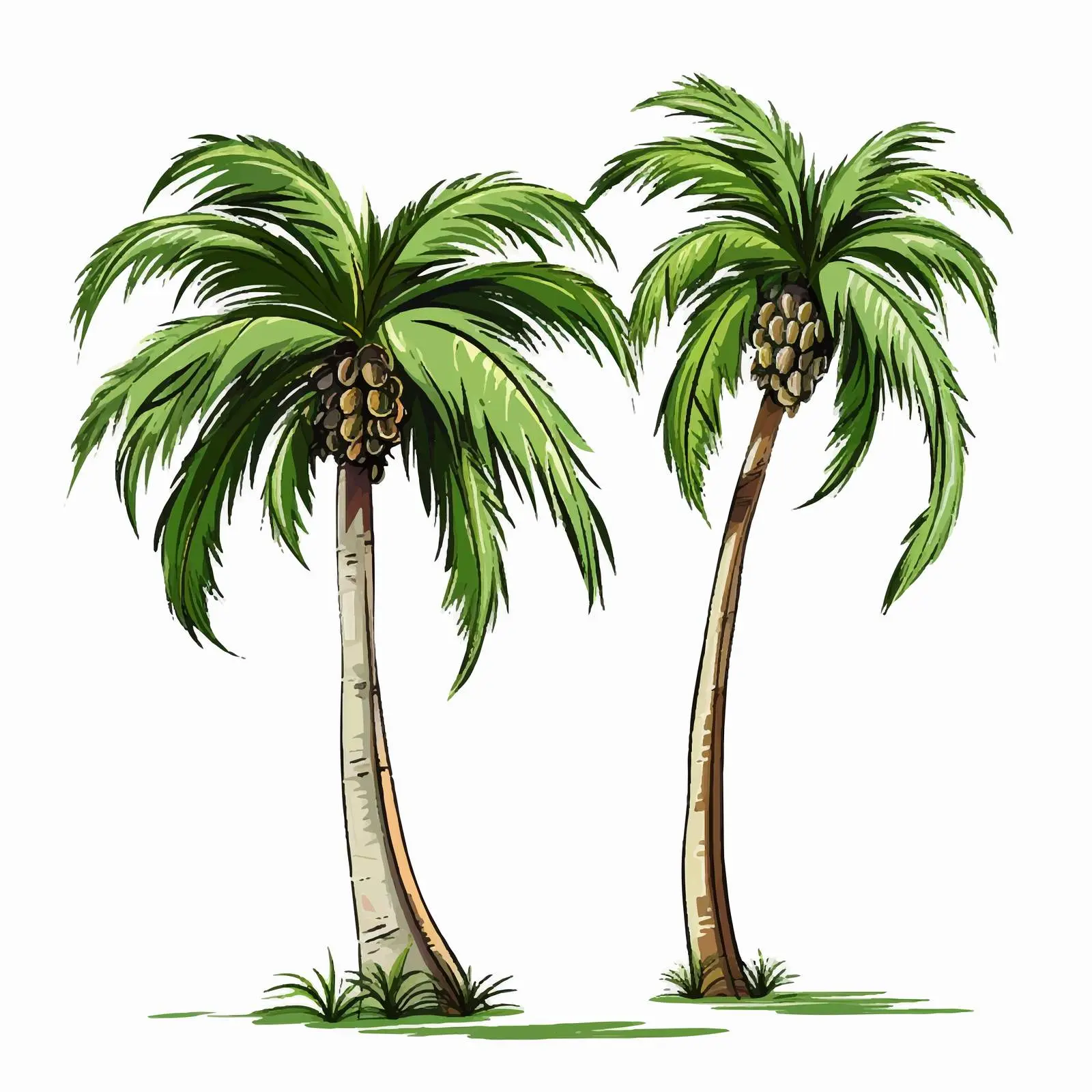 Two Palm Trees on White Background Vector — free download from Dotvec