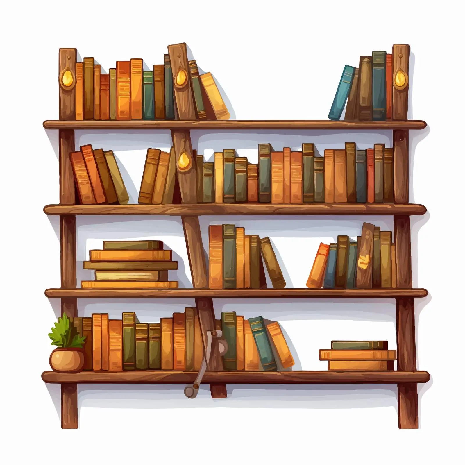 Wooden Shelves with Books on White Background — free download from Dotvec