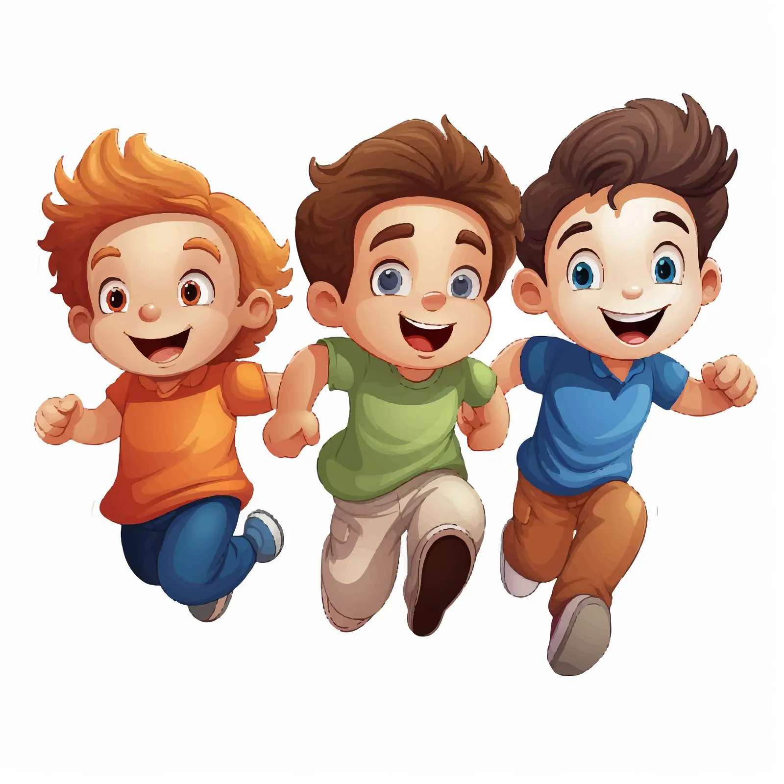 Three Bouncing Kids Cartoon Vector Illustration — free download from Dotvec