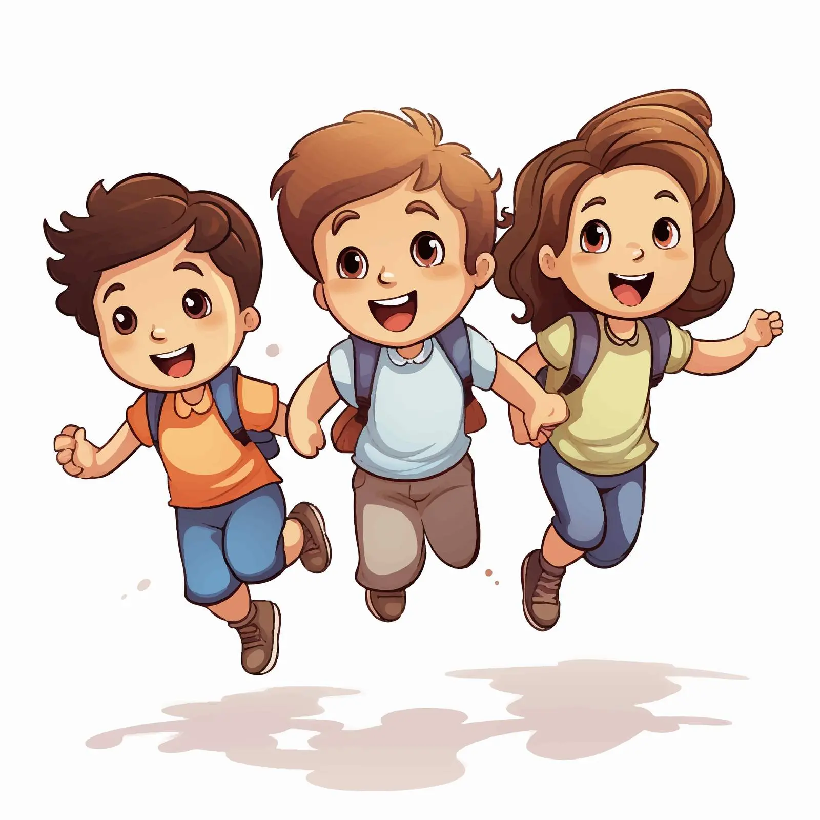 Three Kids Bouncing in Fun Cartoon Style — free download from Dotvec