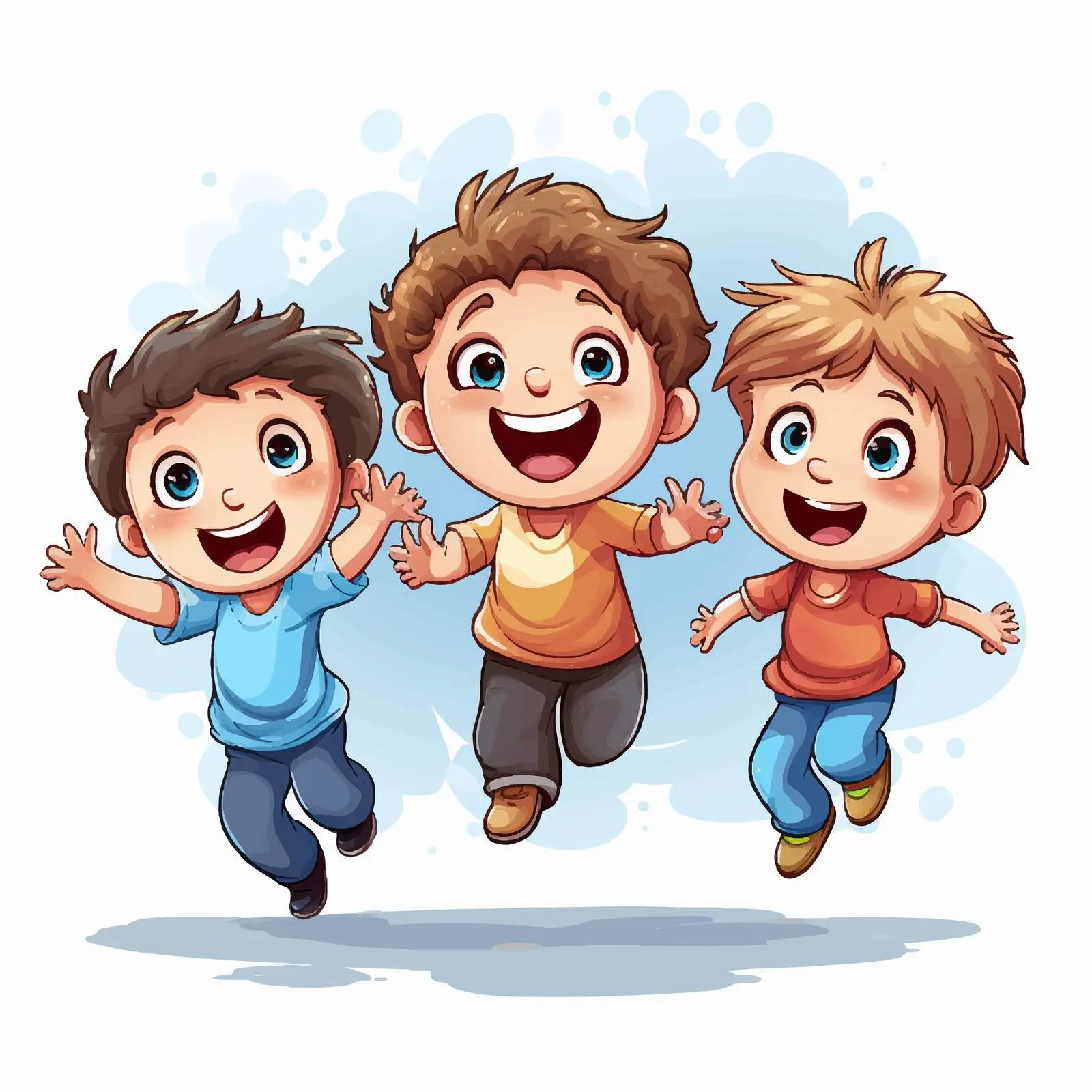 Three Bouncing Kids Cartoon Vector Illustration – free group play image from Dotvec