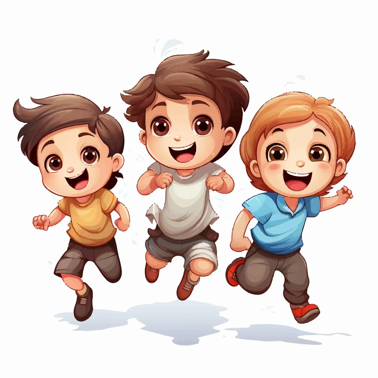 Three Joyful Kids Bouncing Illustration — free download from Dotvec