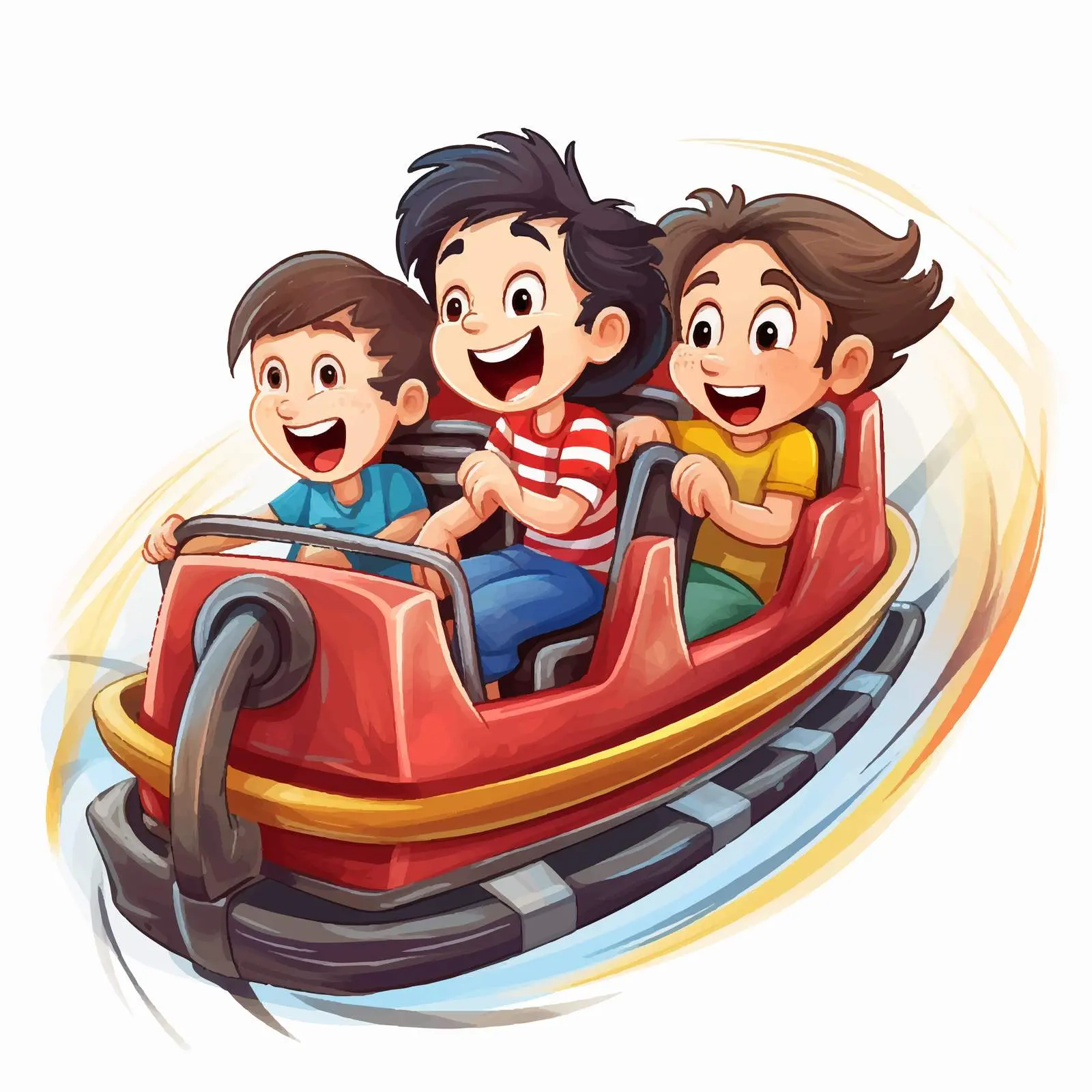Three Children Enjoying a Roller Coaster Ride — free download from Dotvec