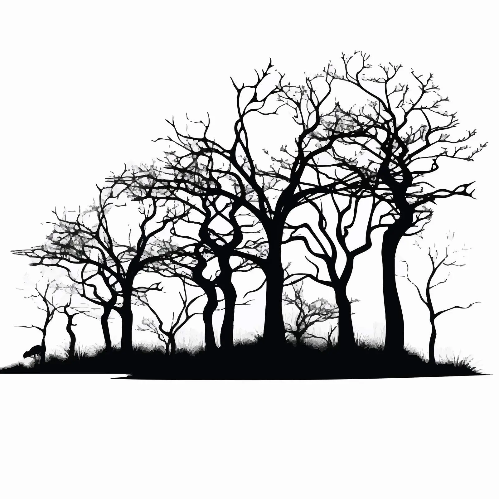 Tree Silhouettes on White Background Vector Illustration – free forest vector image from Dotvec