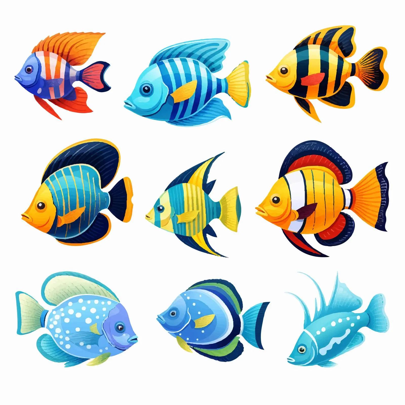 Tropical Fish Collection Vector Illustration — free download from Dotvec