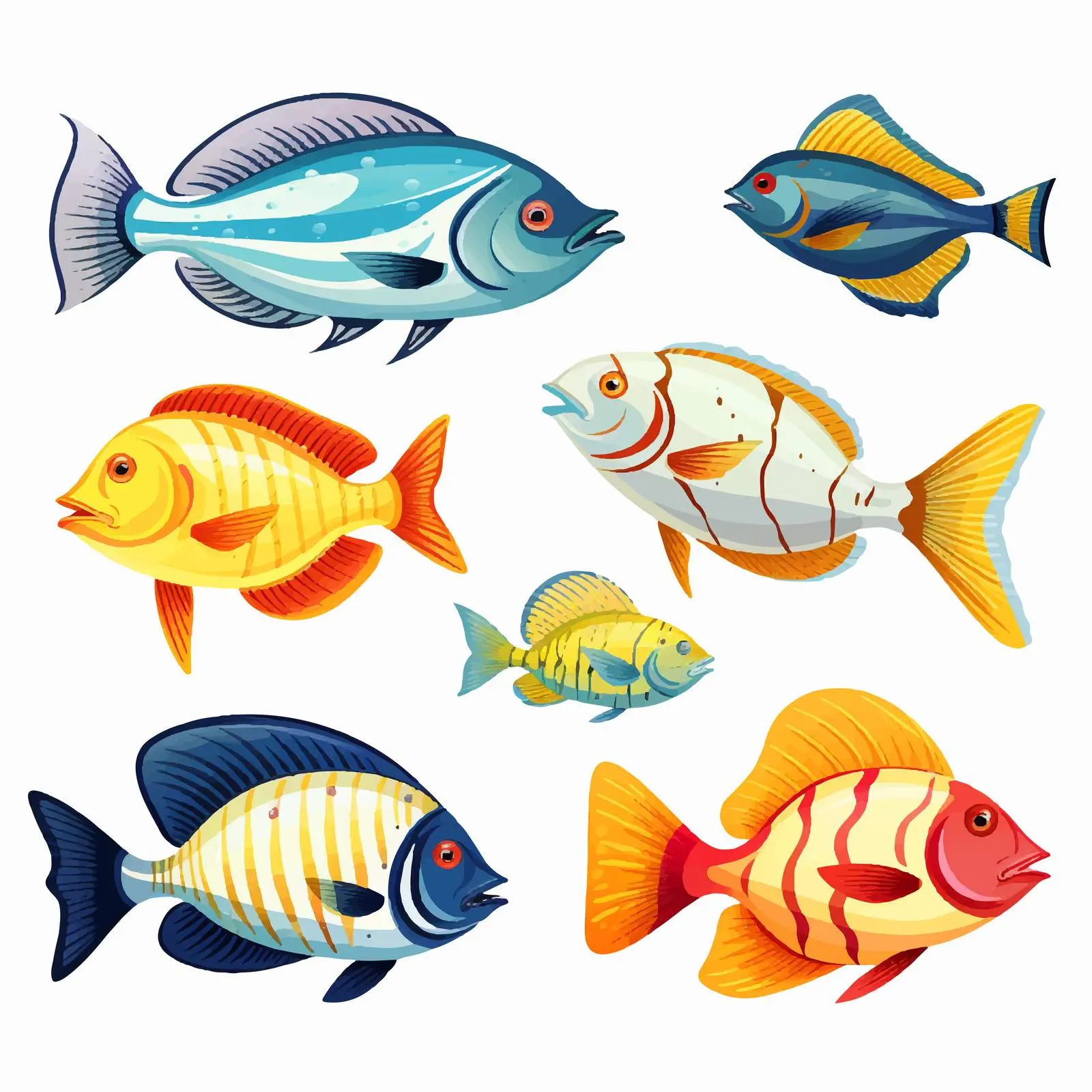 Colorful Tropical Fish Collection Vector Illustration — free download from Dotvec