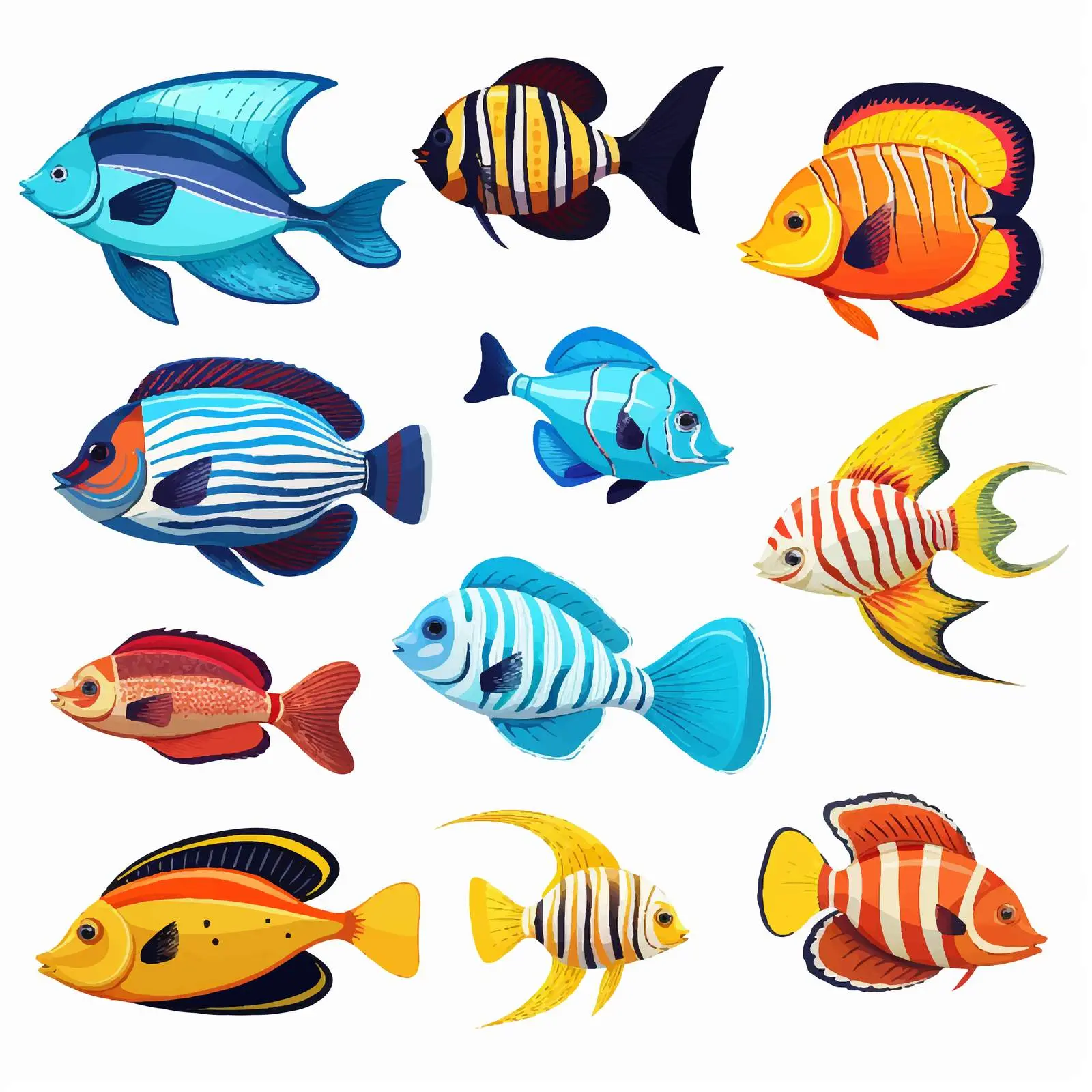 Colorful Tropical Fish Collection Vector Illustration — free download from Dotvec