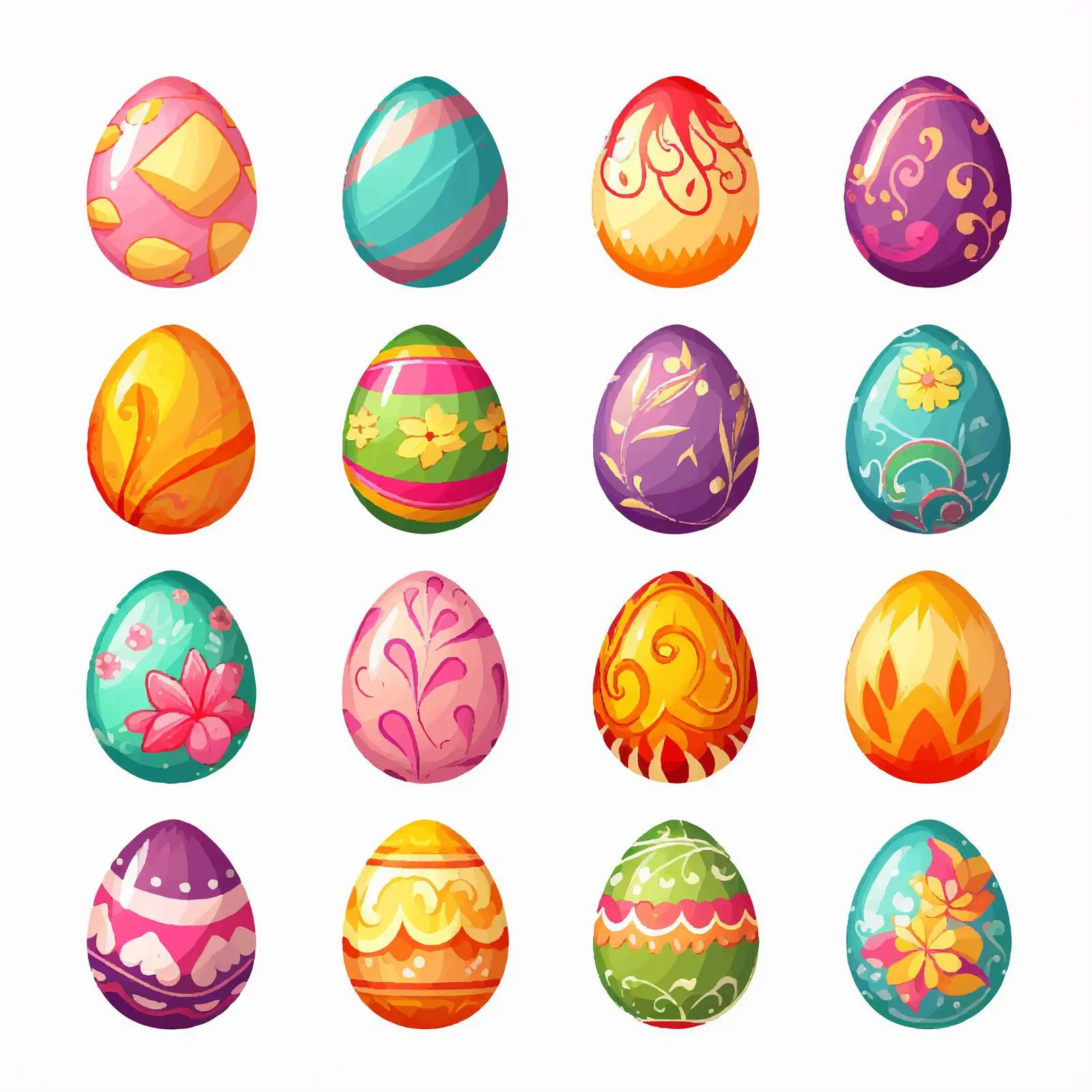 Twelve Colorful Easter Eggs on White Background — free download from Dotvec