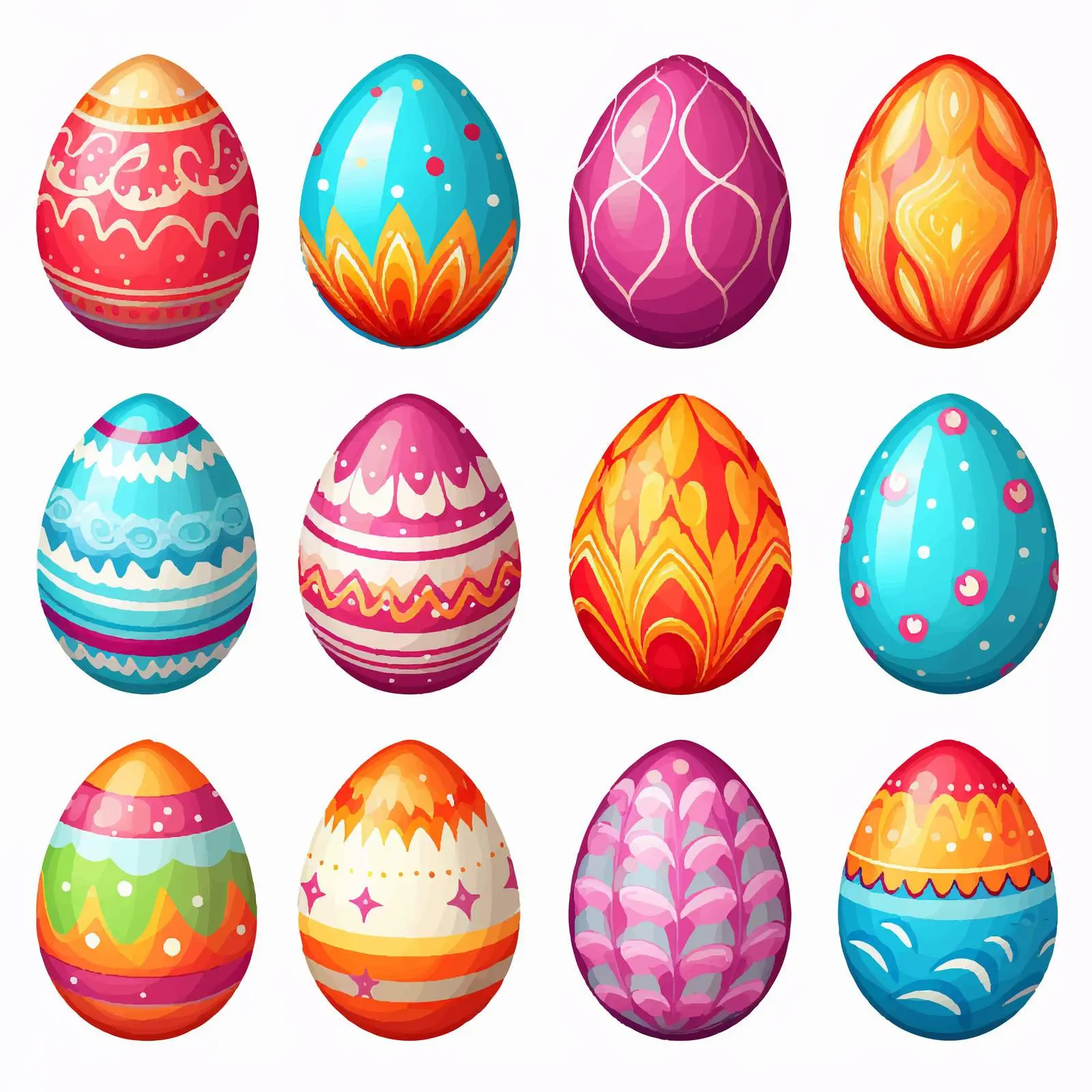 Twelve Colorful Easter Eggs Illustration — free download from Dotvec