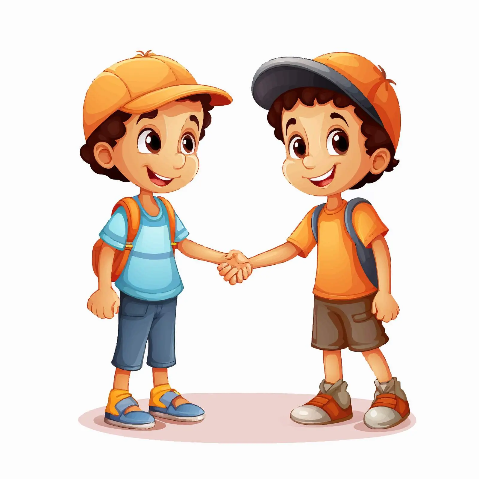 Two Kids Shaking Hands on White Background – free cultural exchange image from Dotvec