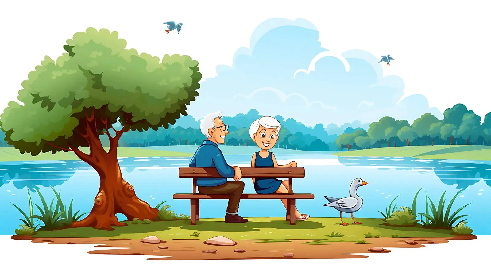 Peaceful Elderly Couple by Lake — free download from Dotvec