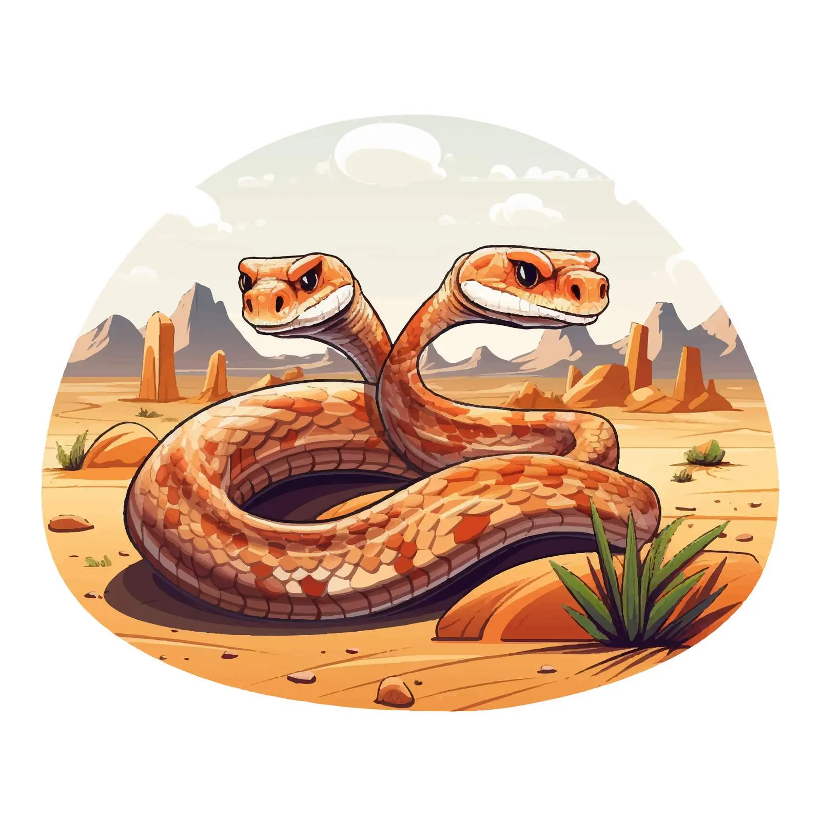 Two Snakes in the Desert Vector Illustration — free download from Dotvec