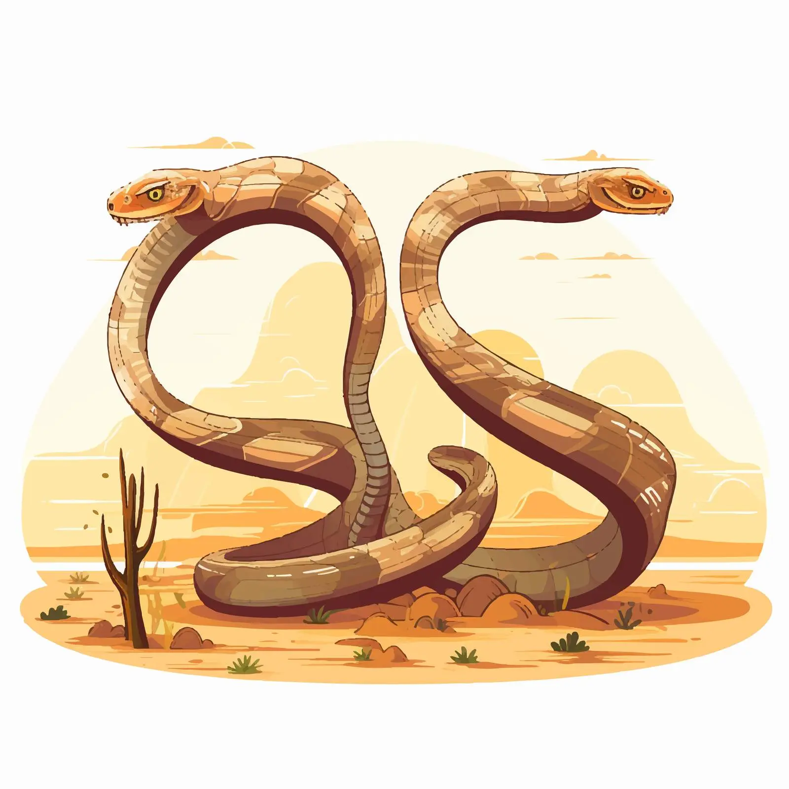 Snakes in Desert Cartoon Vector Illustration — free download from Dotvec