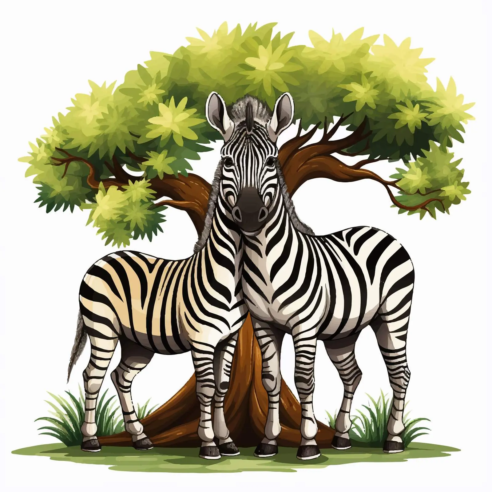 Two Zebras Under a Tree Illustration – free zebra image from Dotvec