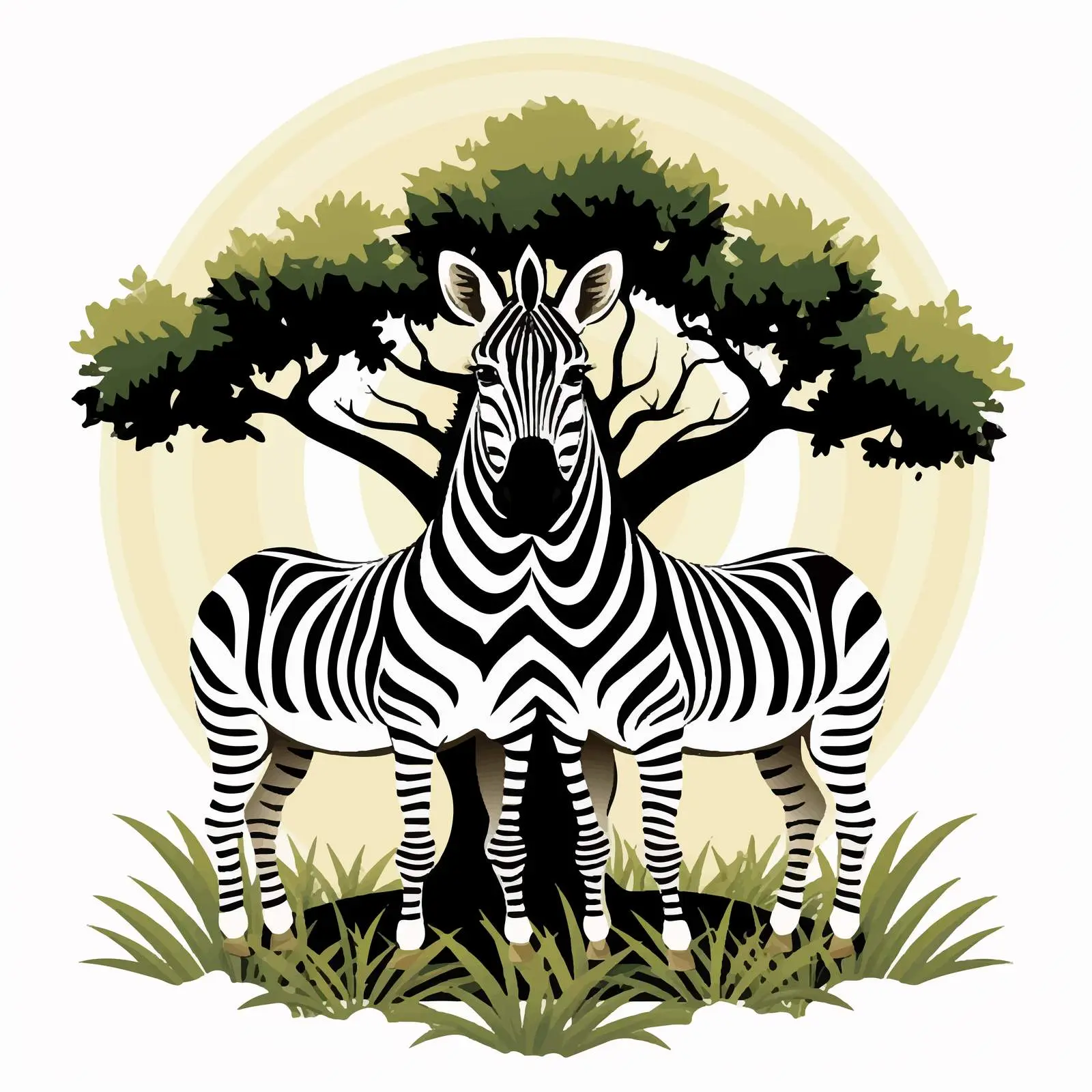 Two Zebras Under a Tree Illustration – free zebra image from Dotvec