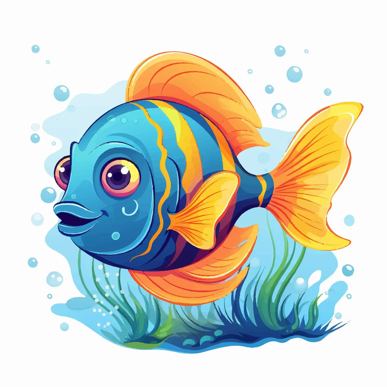 Cartoon Vector Illustration of Underwater Fish — free download from Dotvec
