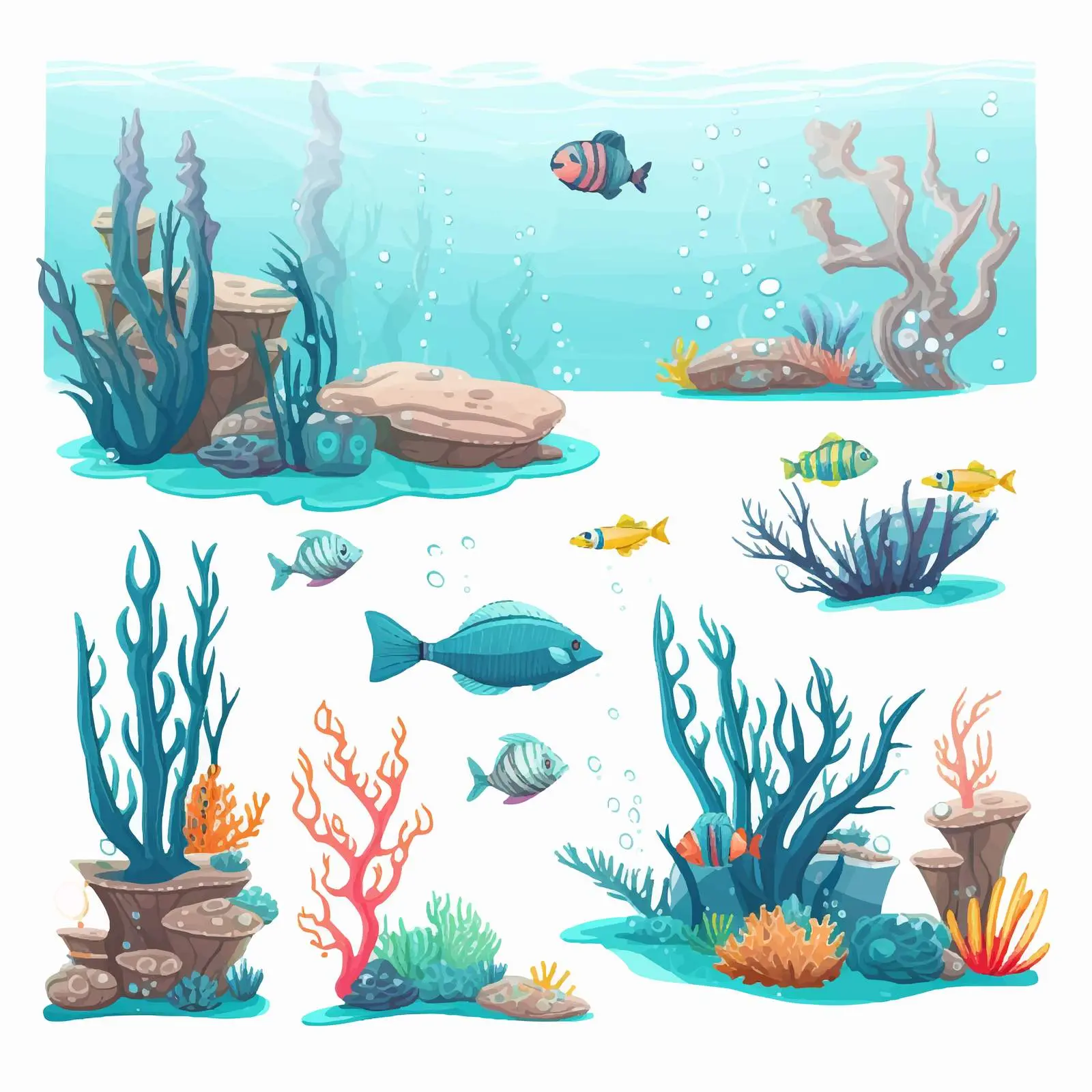 Underwater Scene Cartoon Vector Illustration — free download from Dotvec