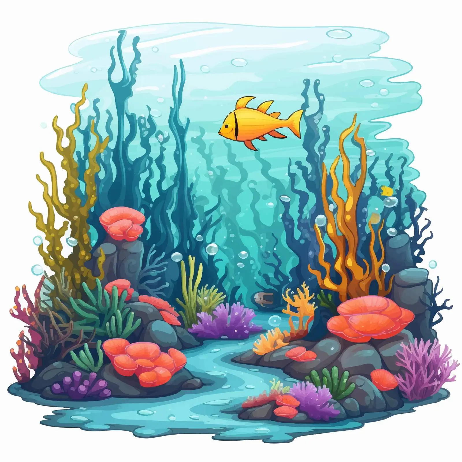 Colorful Underwater Scene Vector Illustration — free download from Dotvec