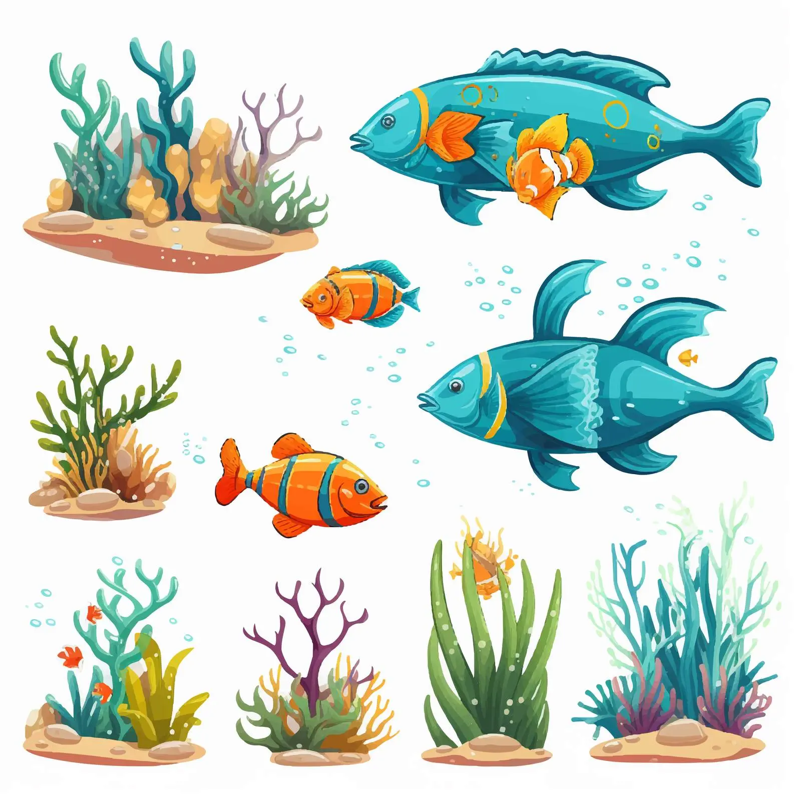 Cartoon Underwater Scene Vector Illustration — free download from Dotvec