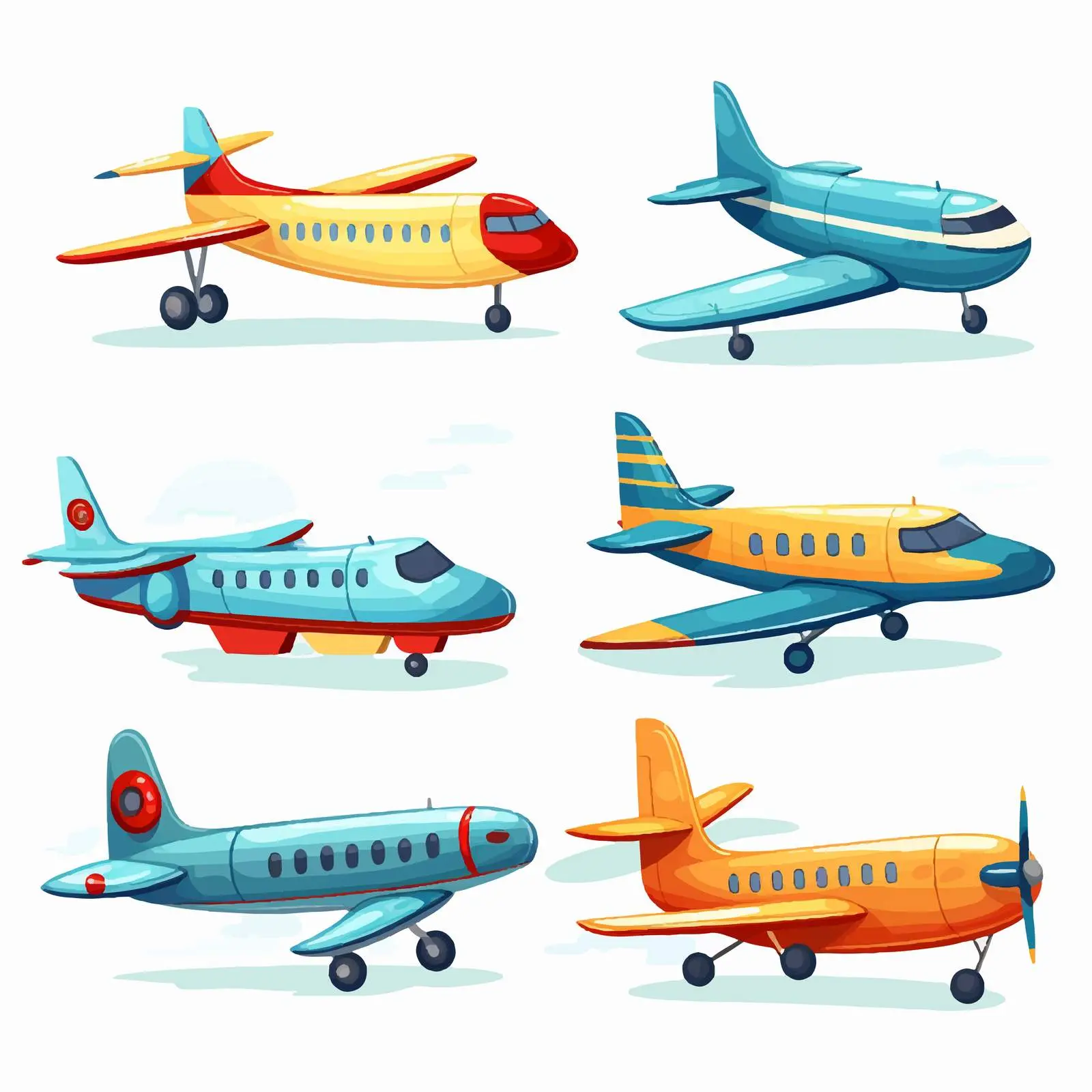 Variety of Aeroplanes on White Background — free download from Dotvec
