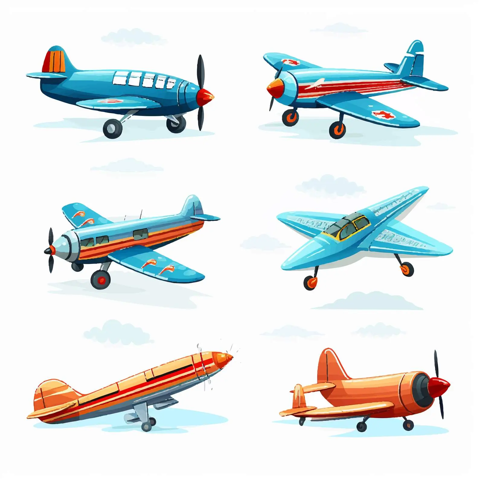 Various Aeroplanes Illustration on White Background — free download from Dotvec