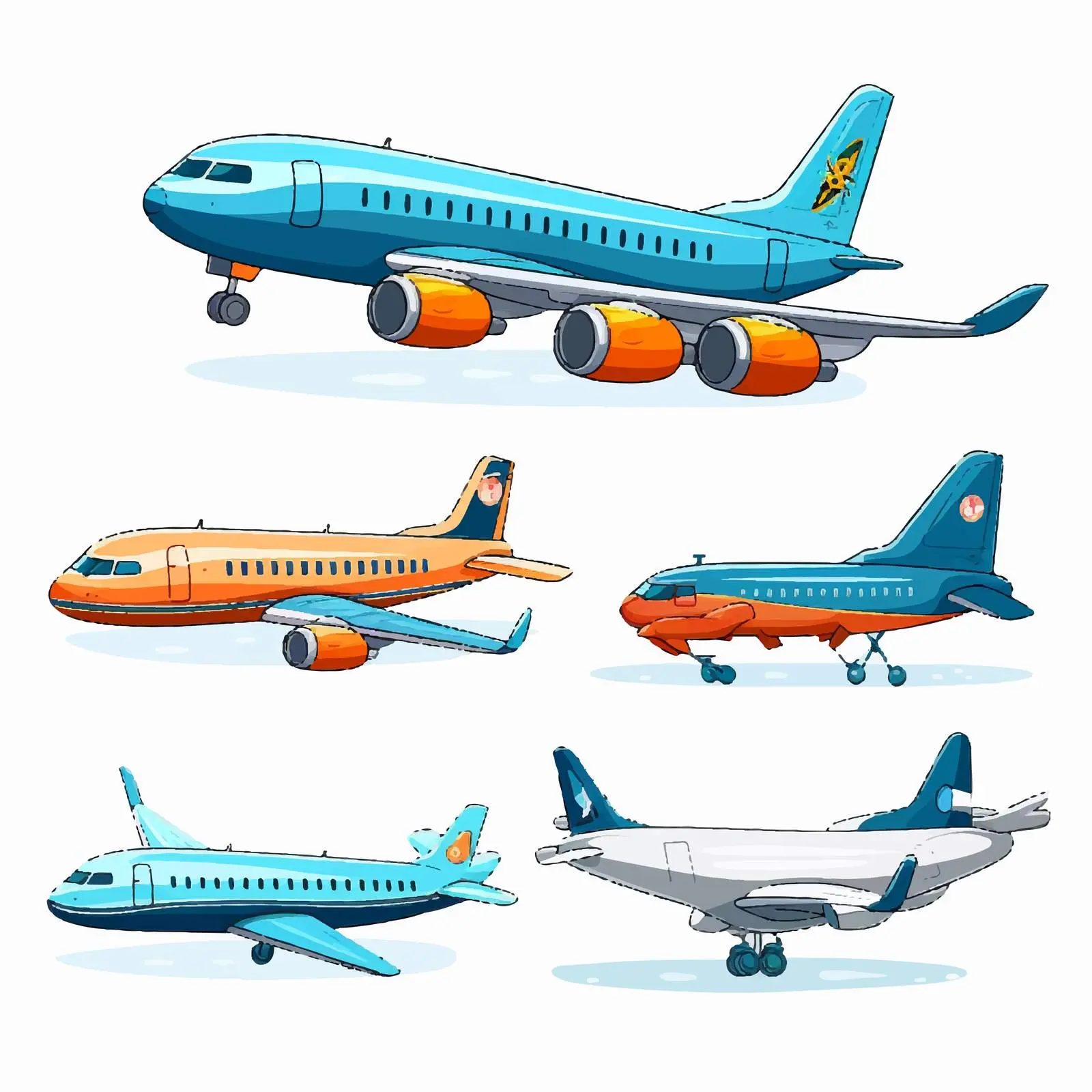 Illustration of Various Airplanes on White Background — free download from Dotvec